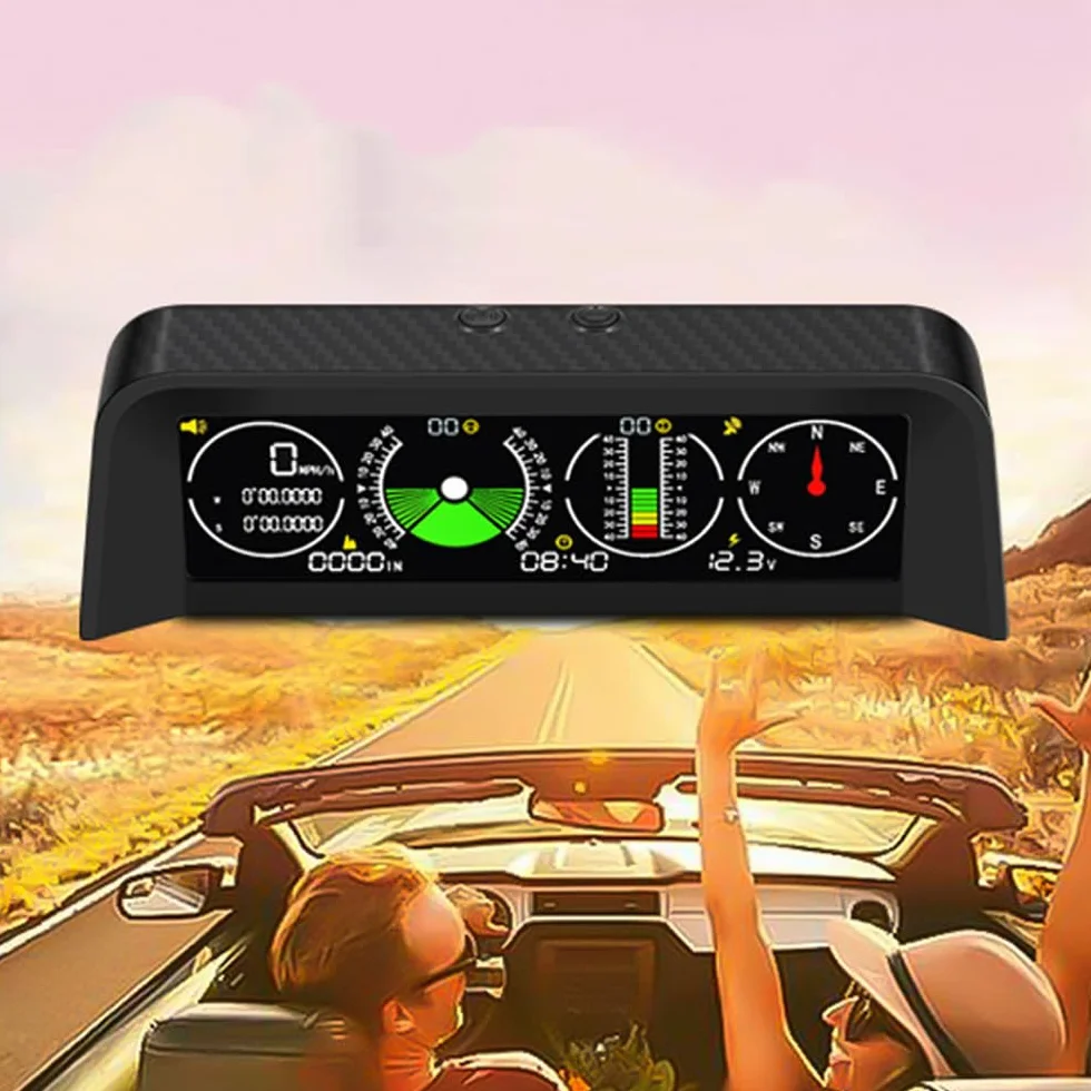 OBEST Inclinometro 4x4, head up display auto digitale Tachimetro GPS con Altimetro Compass Theodolite, per Auto Moto 4x4 Fuoristrada, Ricordo di guida lungo Allarme di sovravelocità