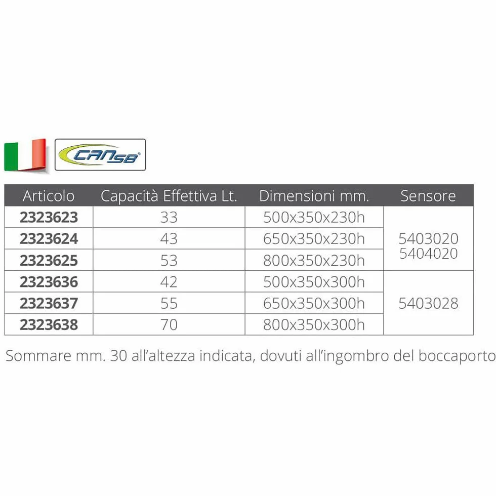 FUEL TANK 43L 65X35X23CM