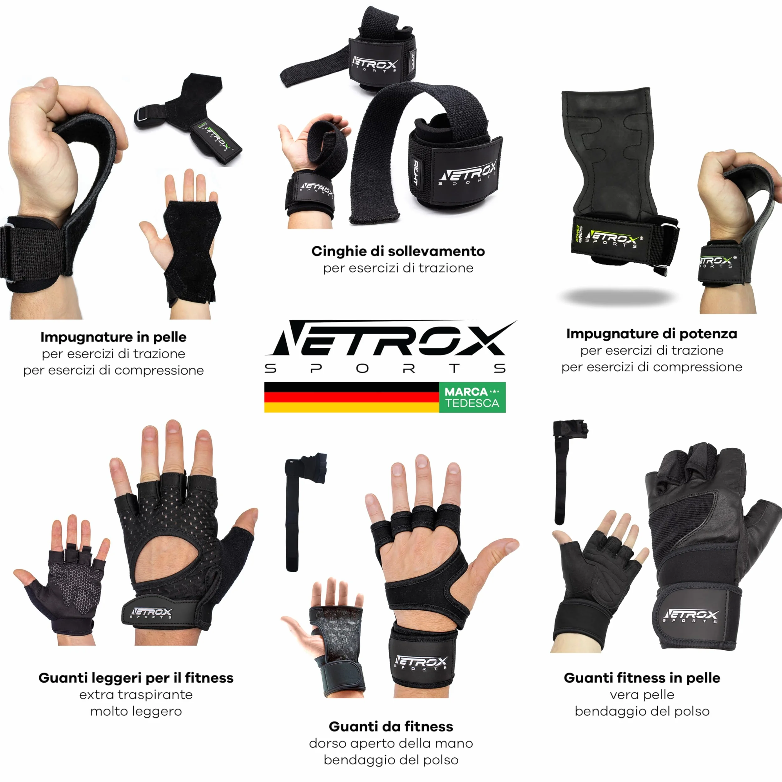NetroxSports Guanti Palestra Uomo Donna 40cm Polsini Antiscivolo Traspirante Fitness Gym Gloves