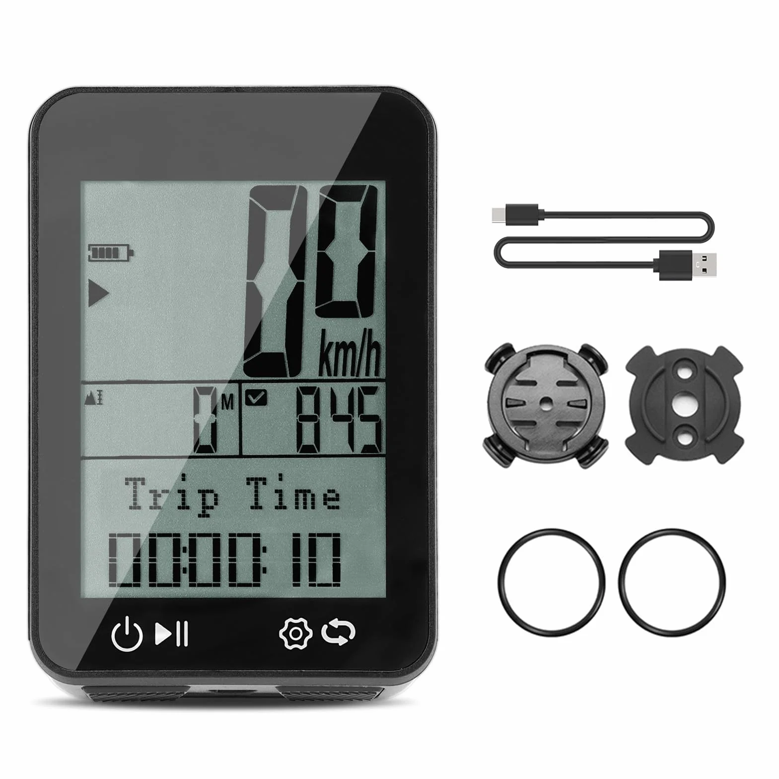 GPS Bike Computer IPX7 2.4" FSTN Display, Night Guide, Distance, Speed, Altitude, Time, Odometer