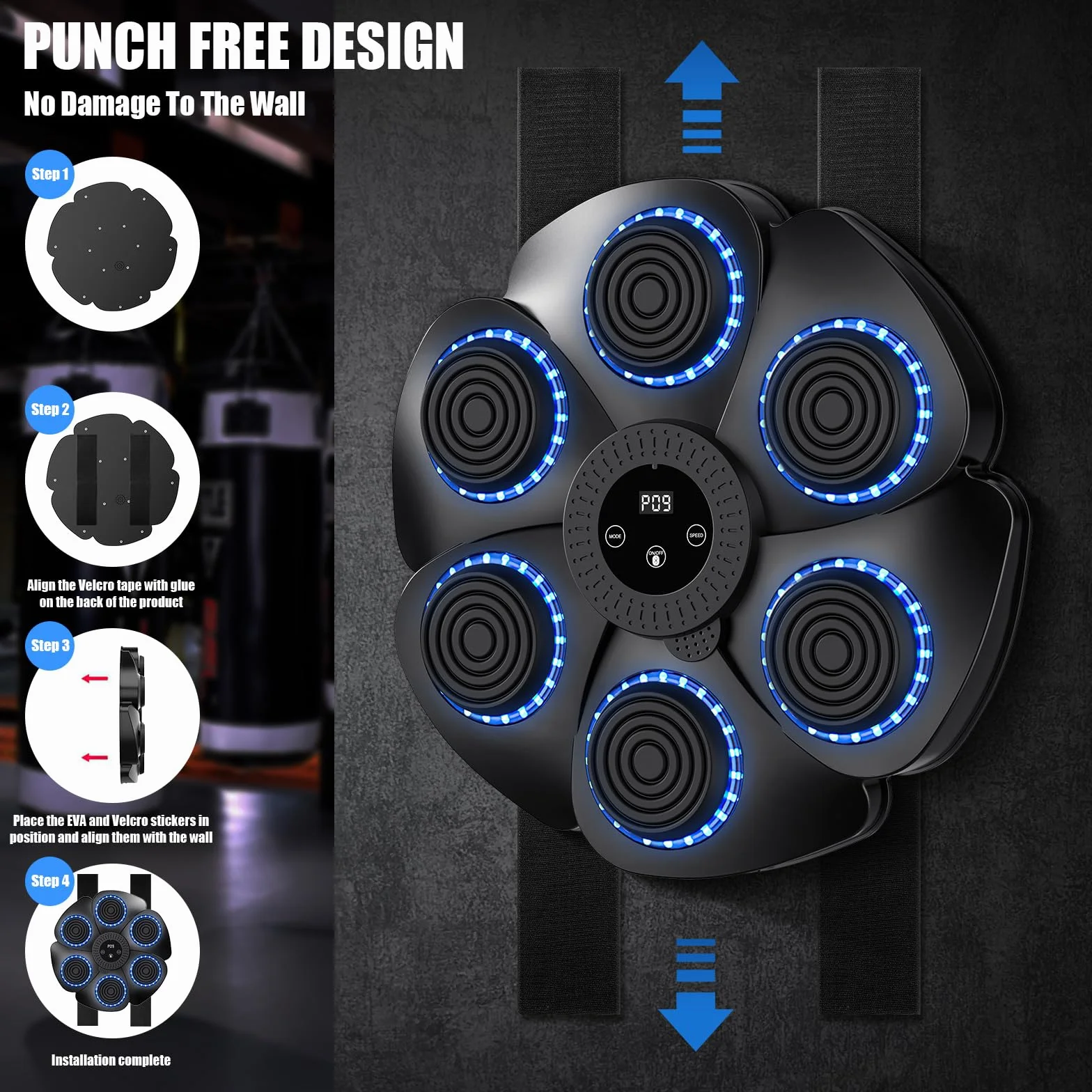2025 9 Velocità Macchina Di Boxe Musica Bluetooth Intelligente, Music Boxing Machine, Boxing Training A Parete per Allenamento, per Bambini Adulti