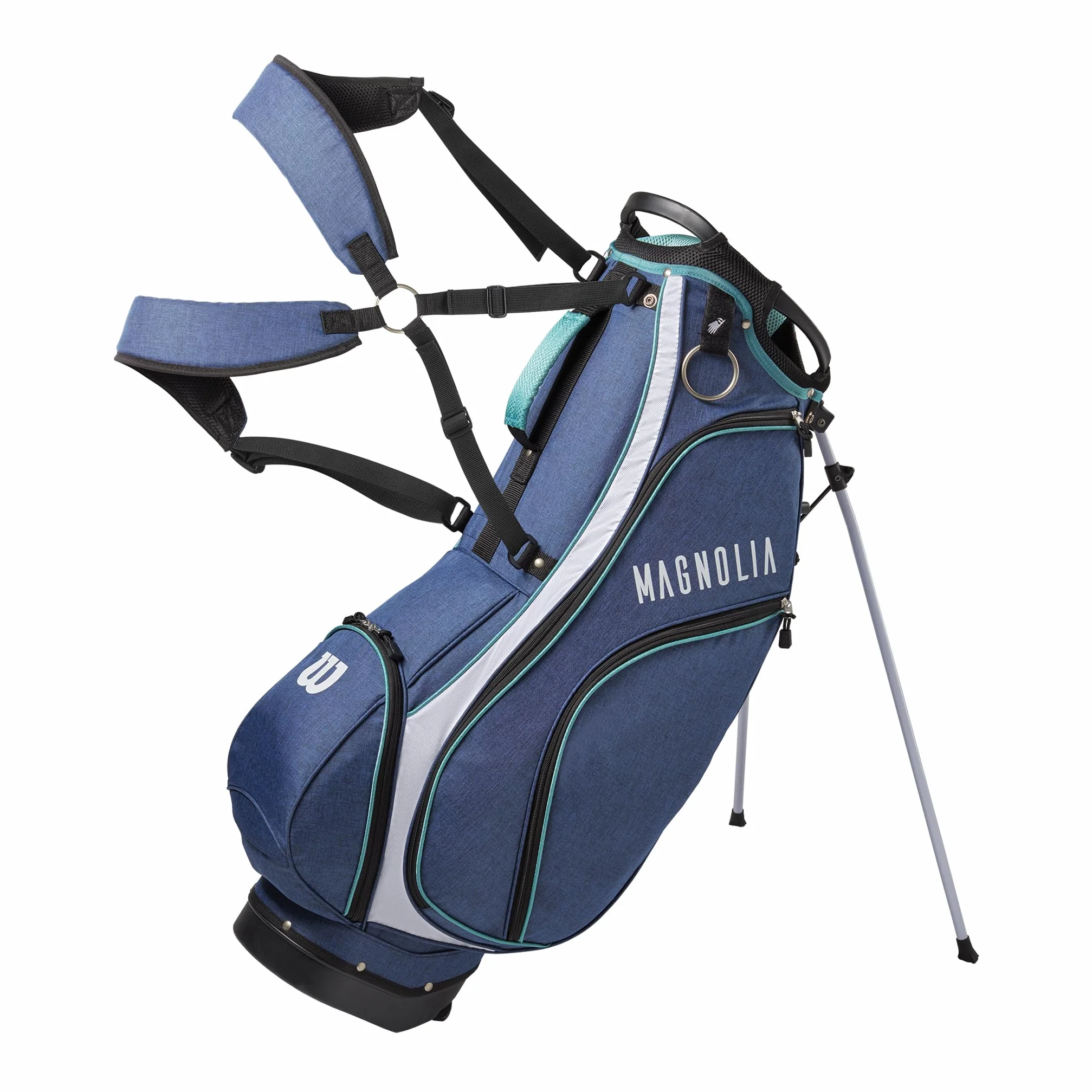 Wilson Set Mazze da Golf Donna Destrorsi Navy con Stand Bag Driver Fairway Ibrido Ferri PW SW Putter