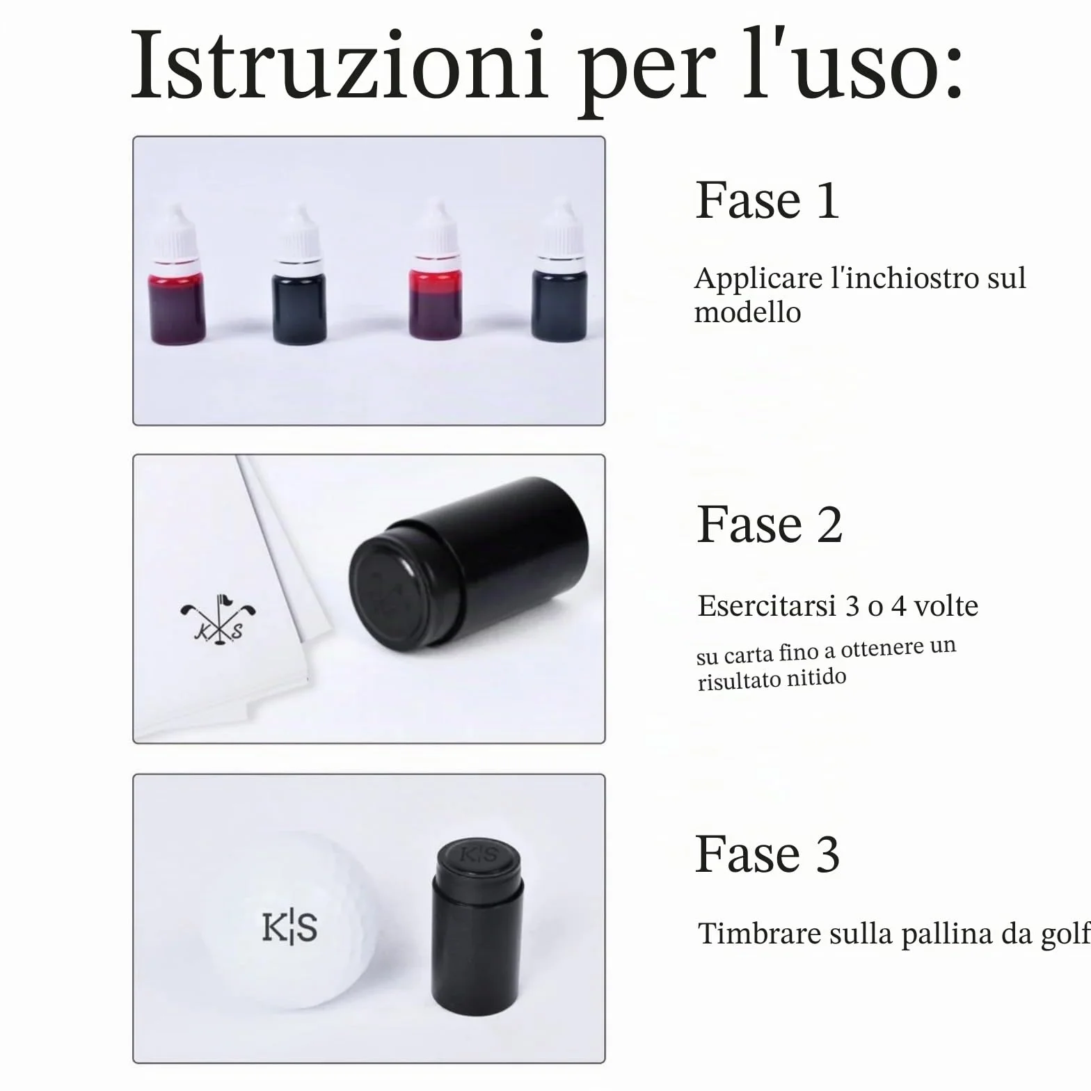 Timbro personalizzato per pallina da golf autoinchiostrante - Marcatore monogramma per golfisti