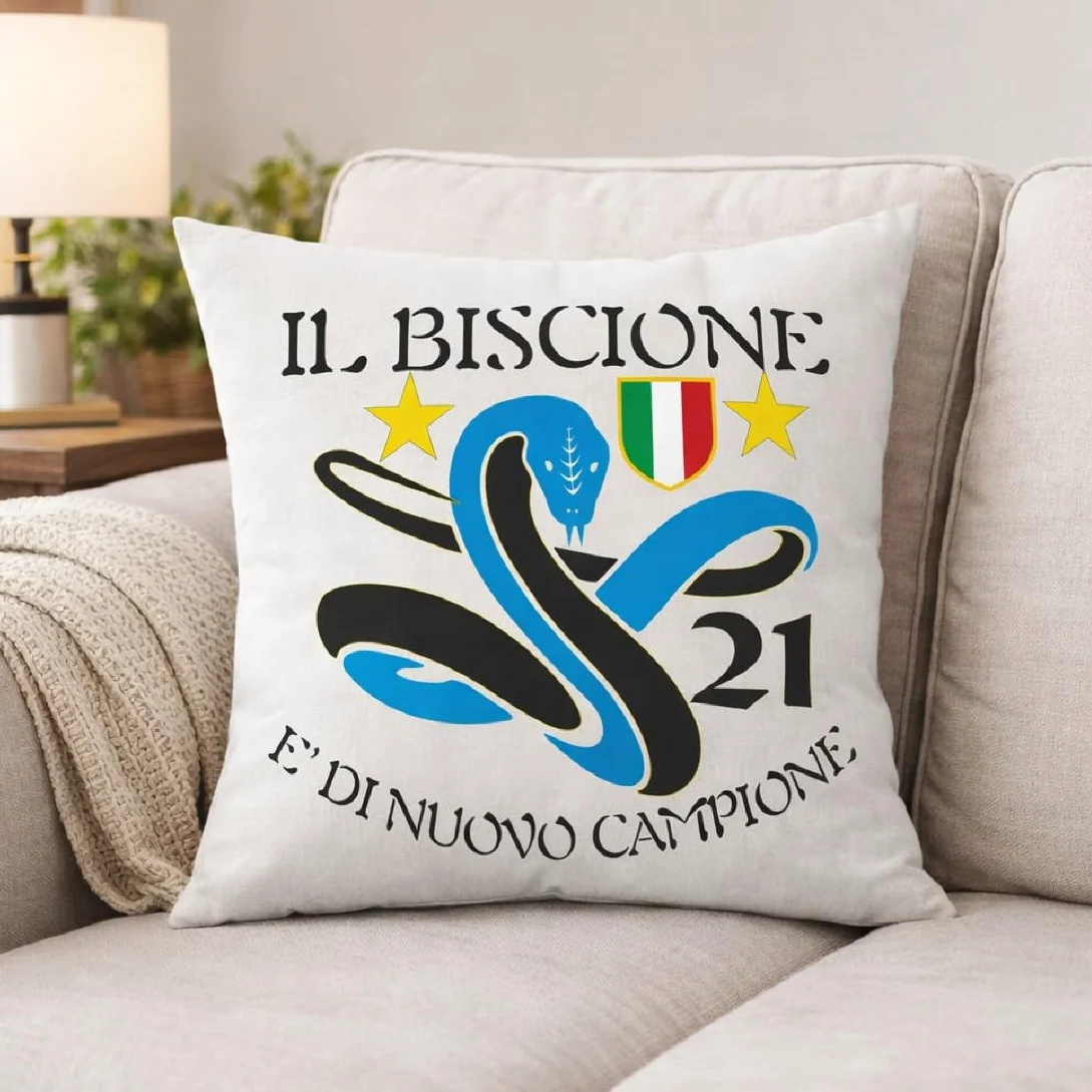 Cuscino Calcio Scudetto Inter-Nazionale Campioni D'Italia 2025/2026 21 Scudetti Seconda Stella 38x38 cm
