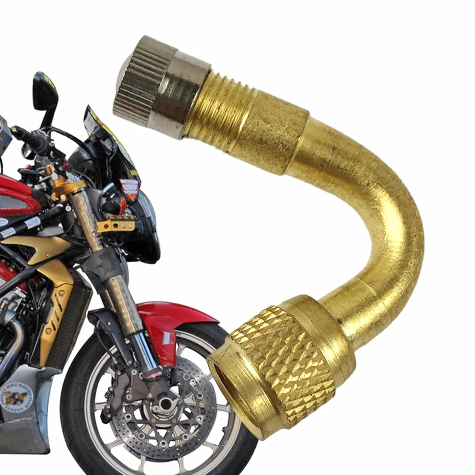 Genérico Estensione Post Valvola Pneumatica Adattatore Gonfiato Aria per Moto Estensore Universale Con Curva 90 Gradi,Extender Auto Scooter Automatico, Camione