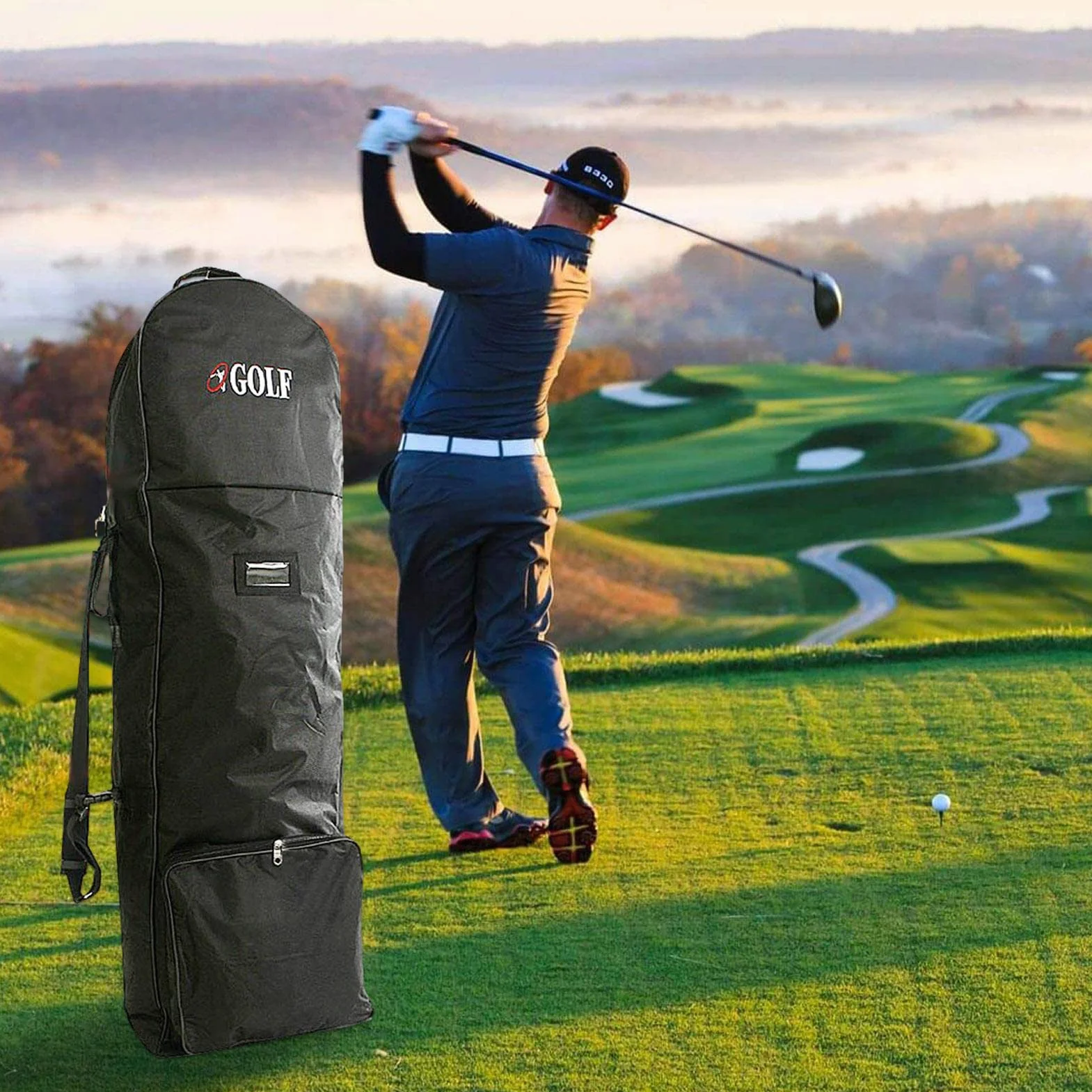 Teksome Borse da Viaggio da Golf - Sacca da Golf da Viaggio con Ruote | Poliestere 600D, Cinturino Regolabile, Custodia da Viaggio per Mazze da Golf, da Viaggio per compagnie aeree
