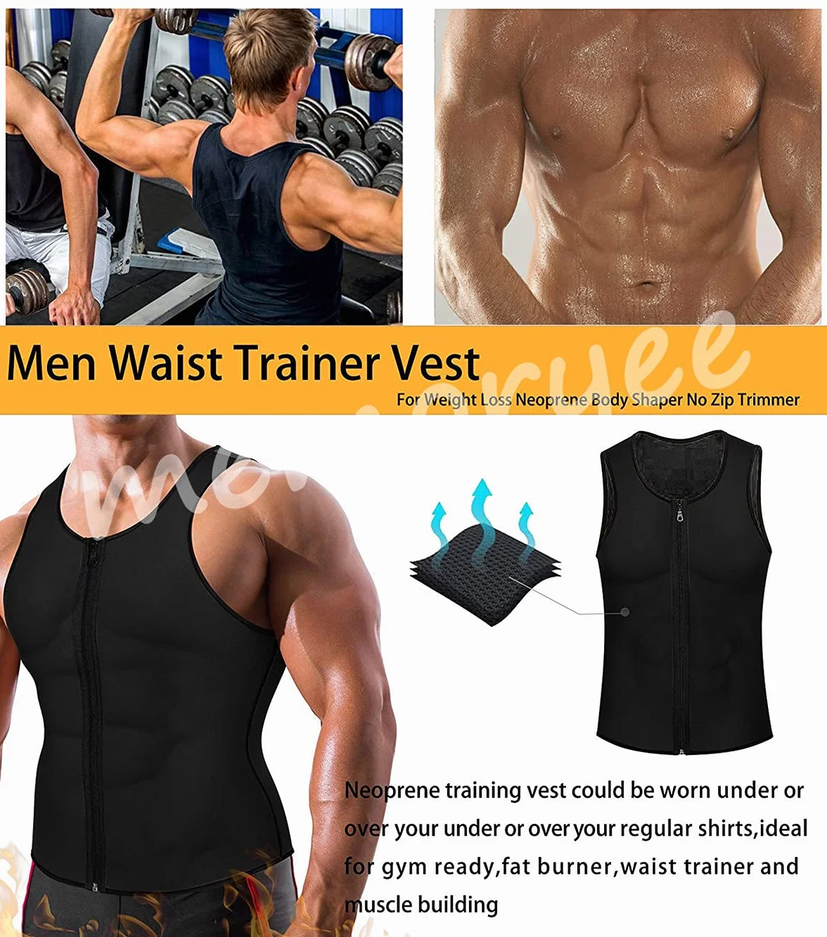 Memoryee Gilet Neoprene Body Shaper Tuta Sauna Allenamento Fitness Uomo