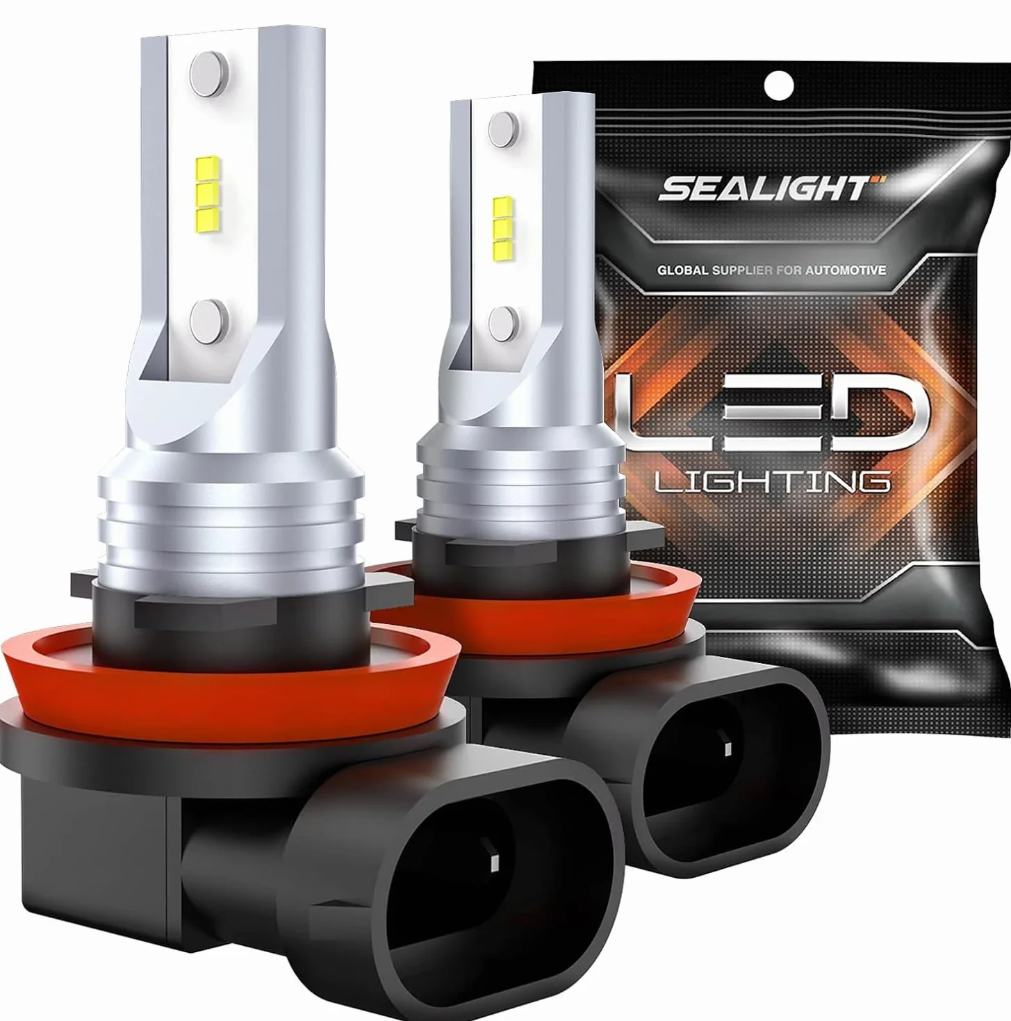 SEALIGHT H11 H16 LED Lampadina fendinebbia, dimensioni mini reali 1:1, fendinebbia a LED H8 bianco freddo 6500K per auto, camion, SUV, 400% di luminosità con forte penetrazione,confezione da 2