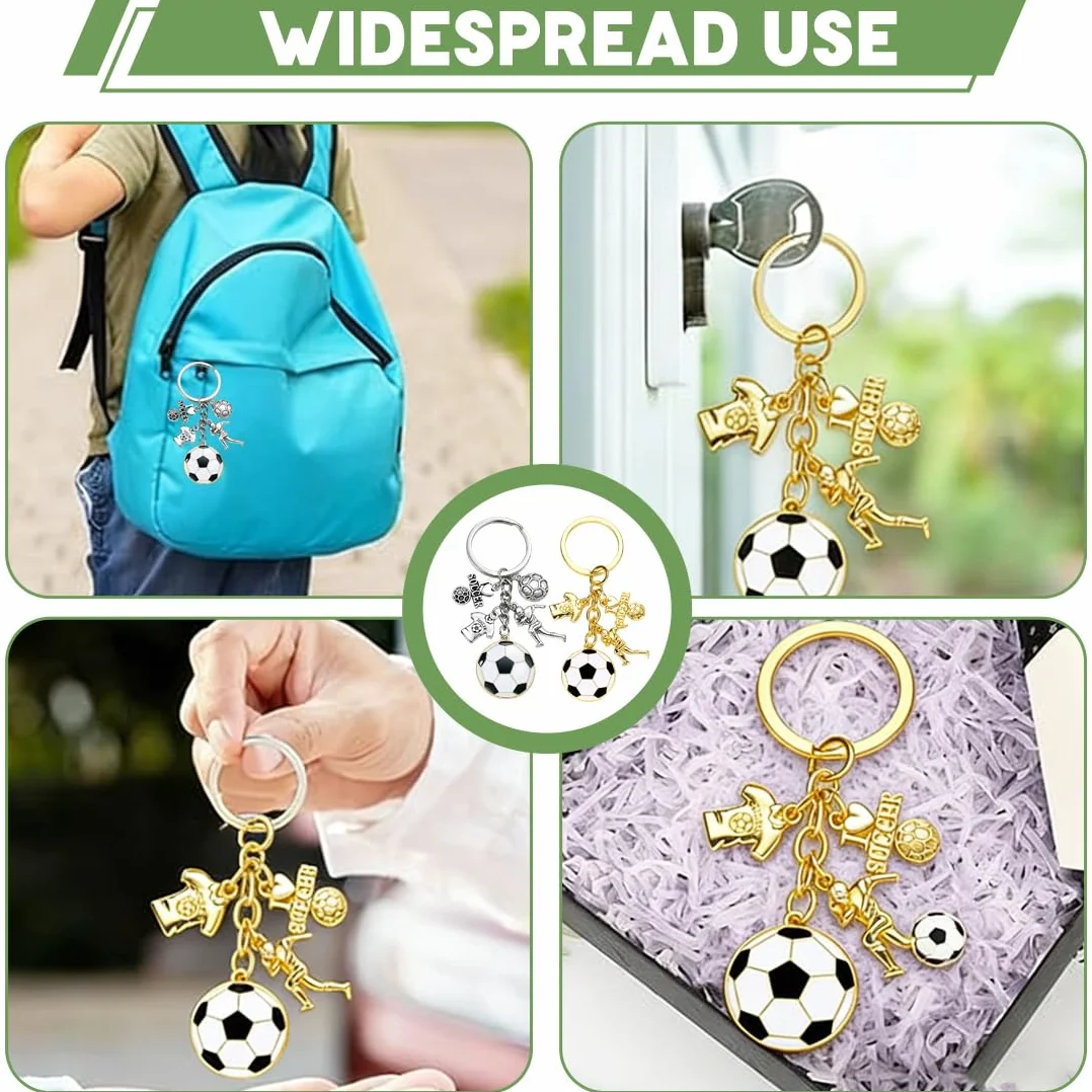 Portachiavi Calcio Metallo Creativo Ciondolo Chiave Sport Tema Calcio Mini Argento Regalo Tifosi Charms Borse Zaino