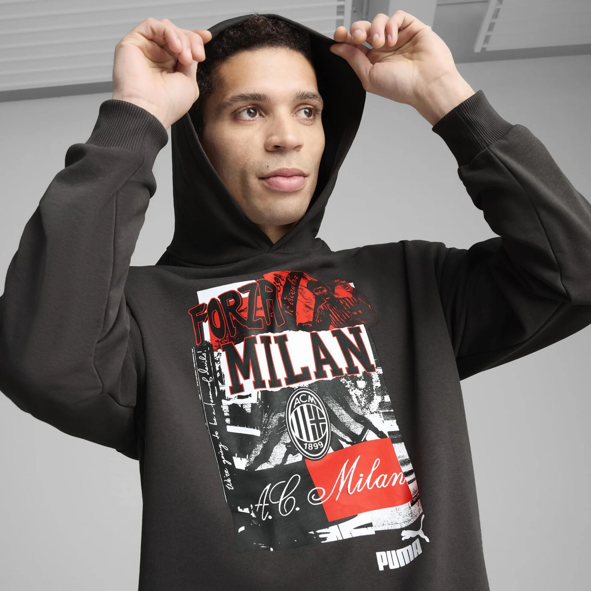 A.C. Milan Felpa con Cappuccio ftblNRGY+ Adulto Grigio