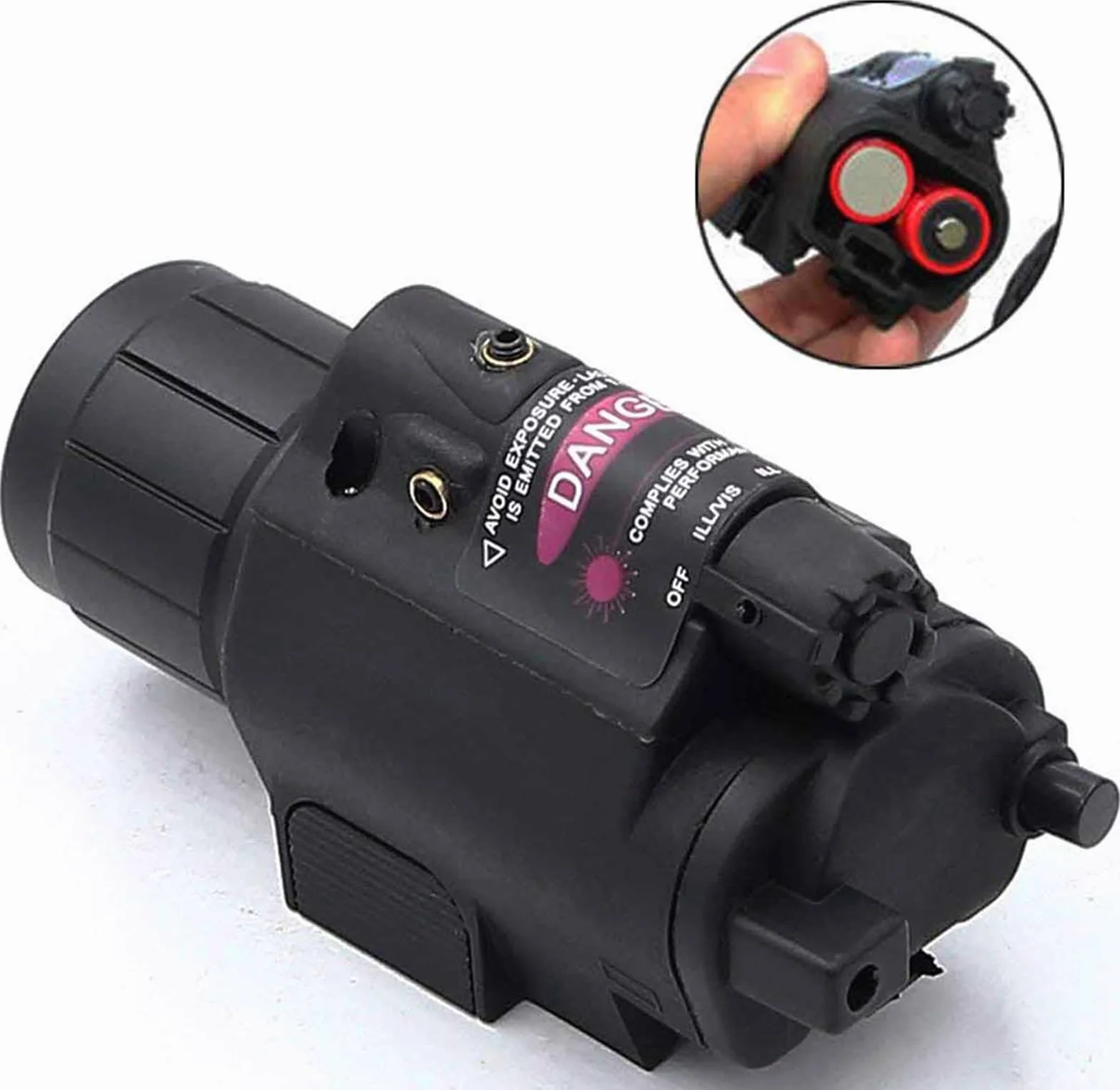 Torcia Rossa Combinata 200 Lumen per Armi con Supporto Picatinny 2 Batterie