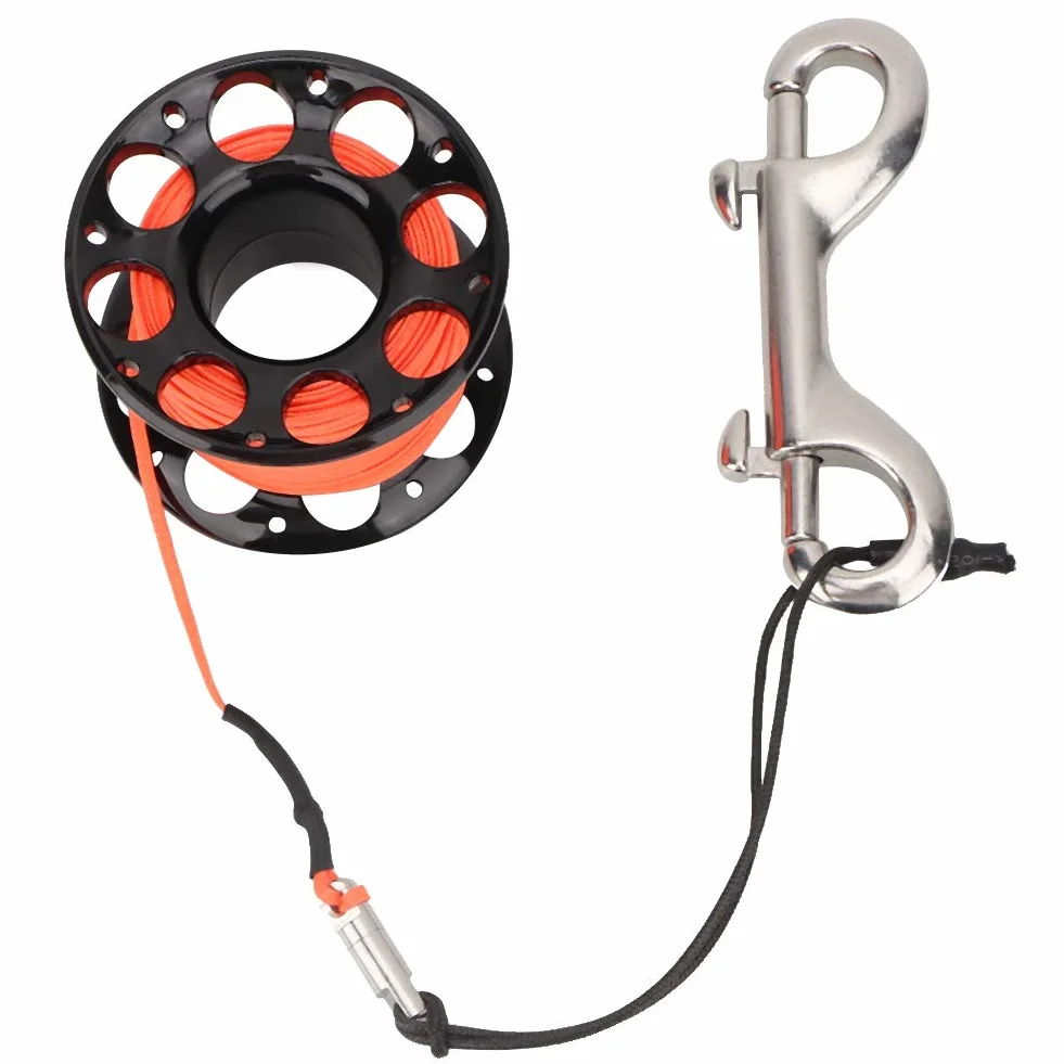 Bobina per immersione 15m Maniglia Puleggia Scuba Spool Reel in plastica Accessori Subacquei (Nero)