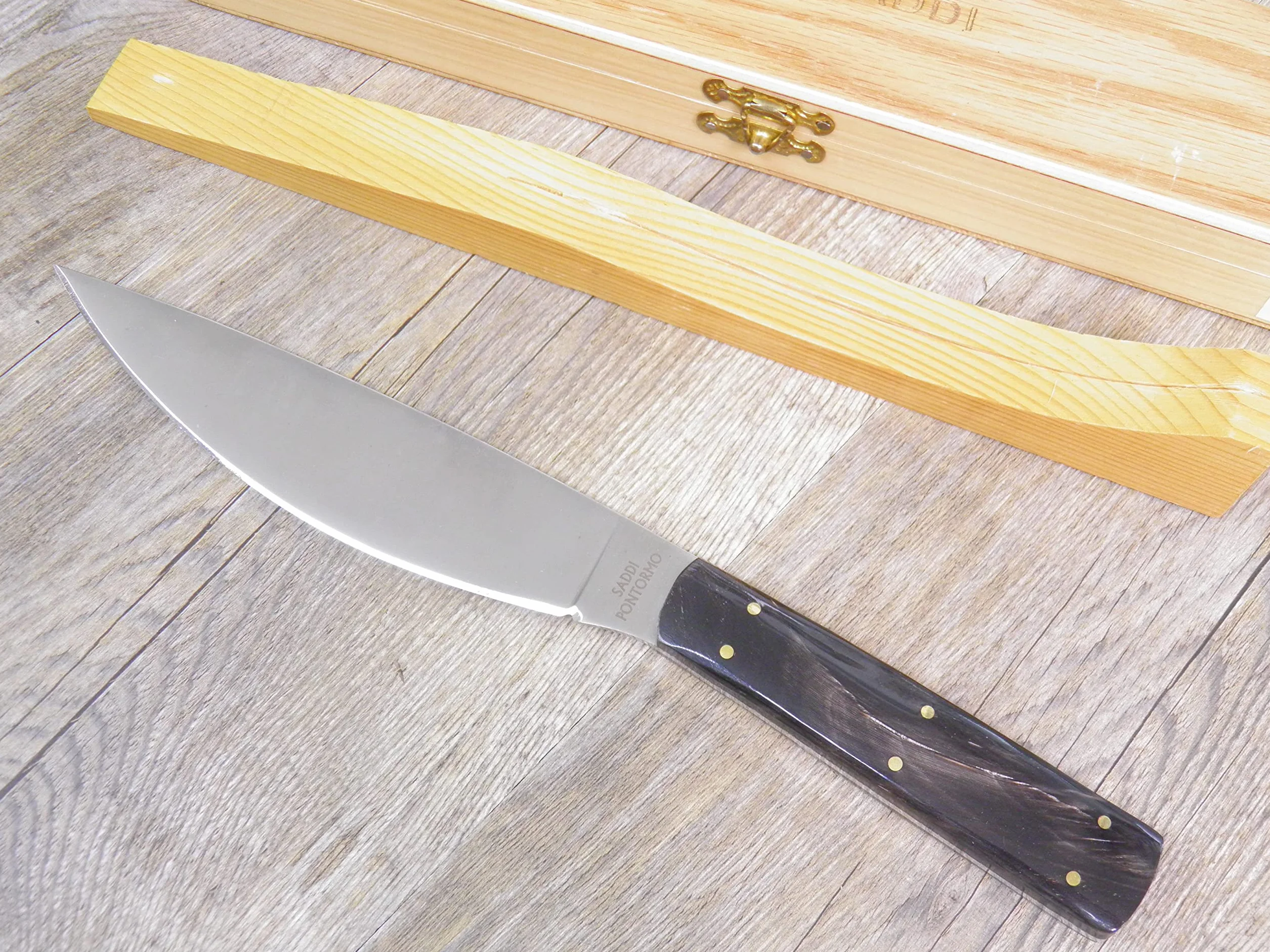 COLTELLO ARTIGIANALE SARDO 28,5 CM Pontorno MANICO IN corno di bufalo DA cuoco lama da 17 cm