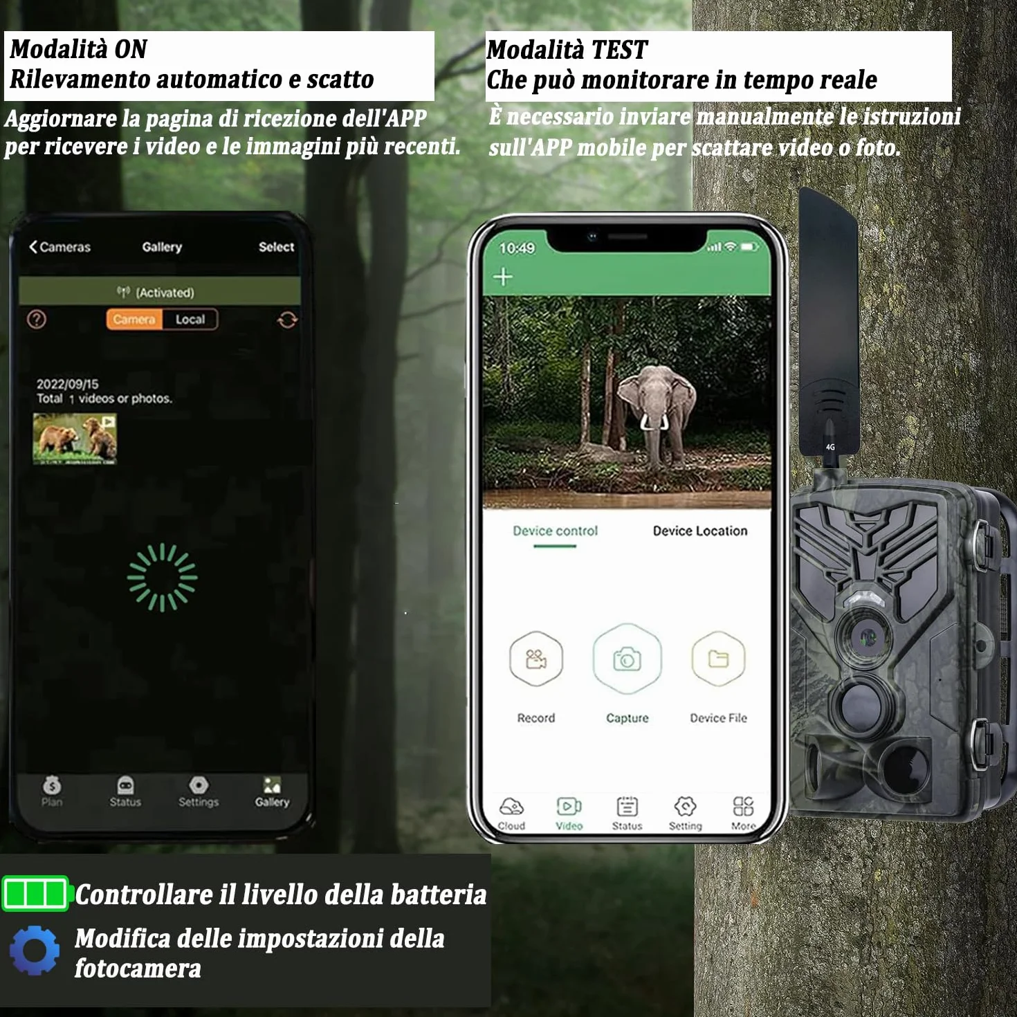 Fototrappola 4G 120MP 4K con SIM Telefonica, Fotocamera Caccia Notturna Impermeabile con Movimento Attivato