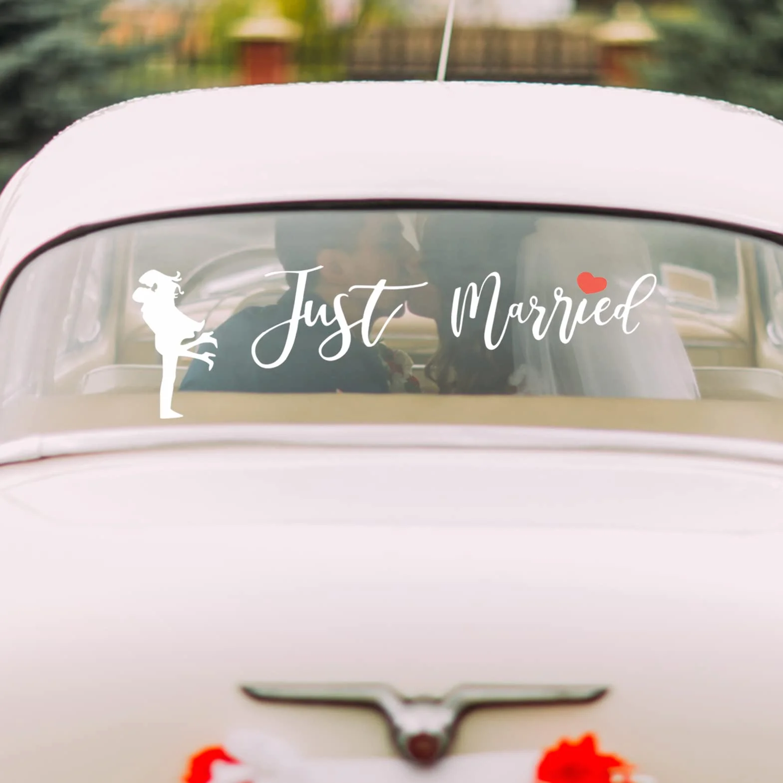 Decorazioni per Auto Appena Sposate, Magneti per Auto Decorati Appena Sposati, Just Married Car Wedding Day Decalcomanie per Vetri per Auto Just Married Sign Banner Decorazioni