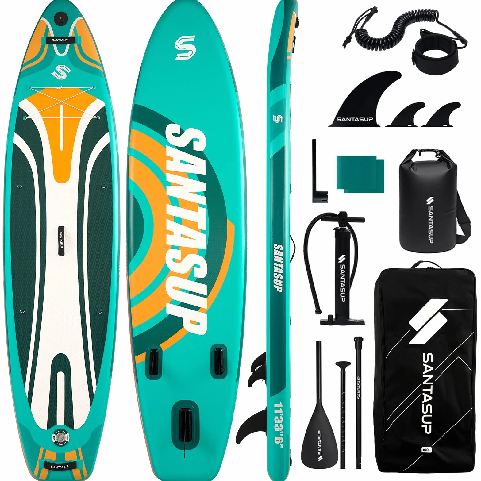 Tavola gonfiabile stand up paddle blu con accessori antiscivolo per adulti e ragazzi