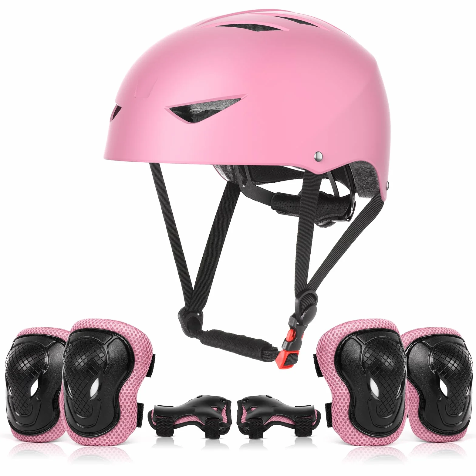 Casco Protezione Bambini Regolabile Ginocchiere Gomitiere Polsiere per Skate Bicicletta Pattinaggio 6-16 Anni