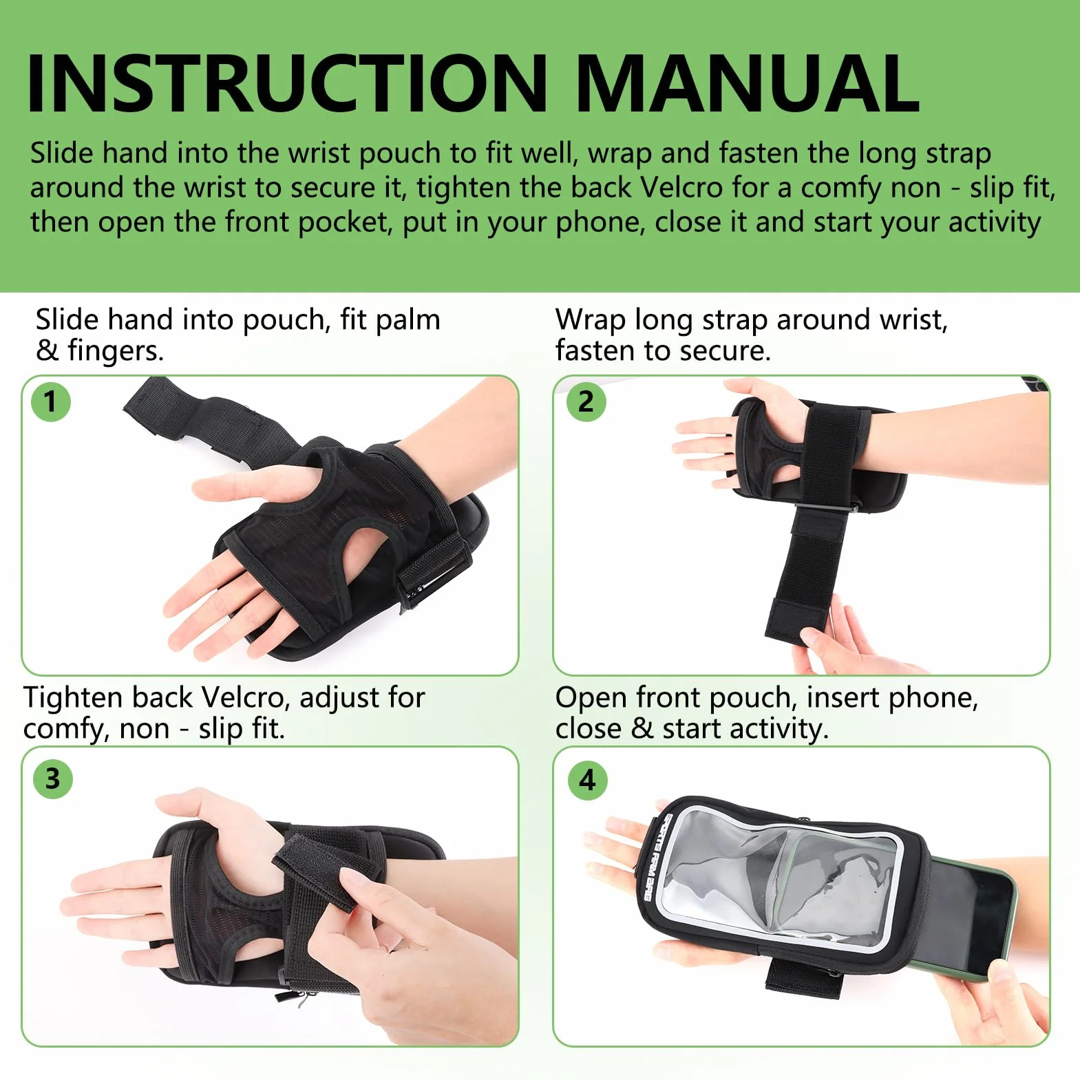 Bracciale da polso 2 in 1 per cellulare fino a 7 pollici, resistente al sudore, traspirante per corsa e palestra