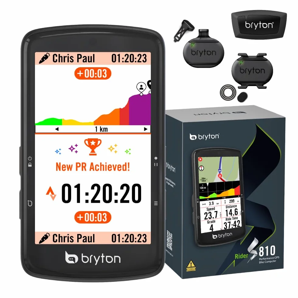 Bryton Rider S810 Ciclocomputer GPS 3.5" 2.5D 50h batteria mappa Europa offline ANT+/BLE sensori inclusi