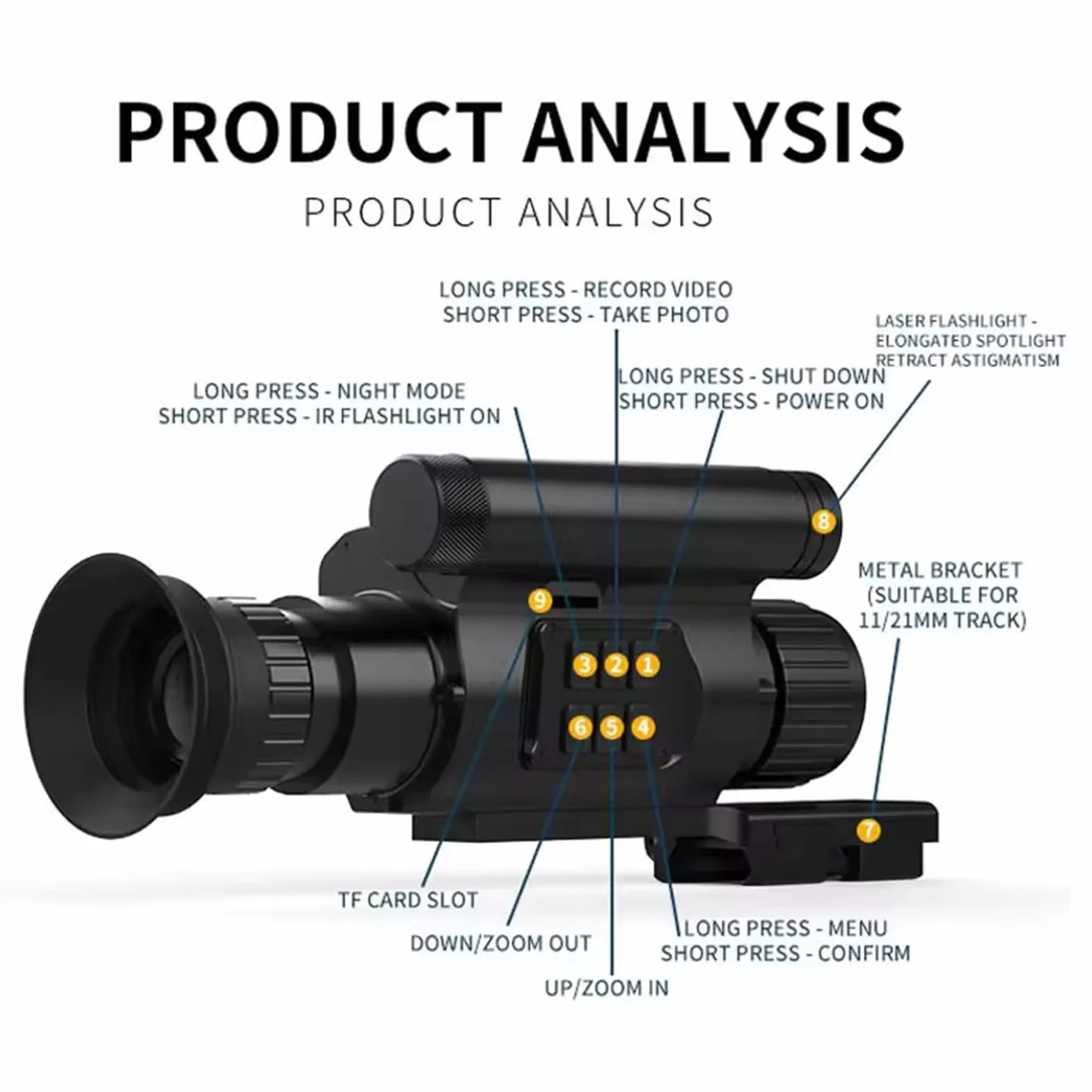 Mirino a infrarossi IR 940nm per la Caccia Monoculare Visione Notturna OLED HD 1920x1080 Zoom Digitale 4X