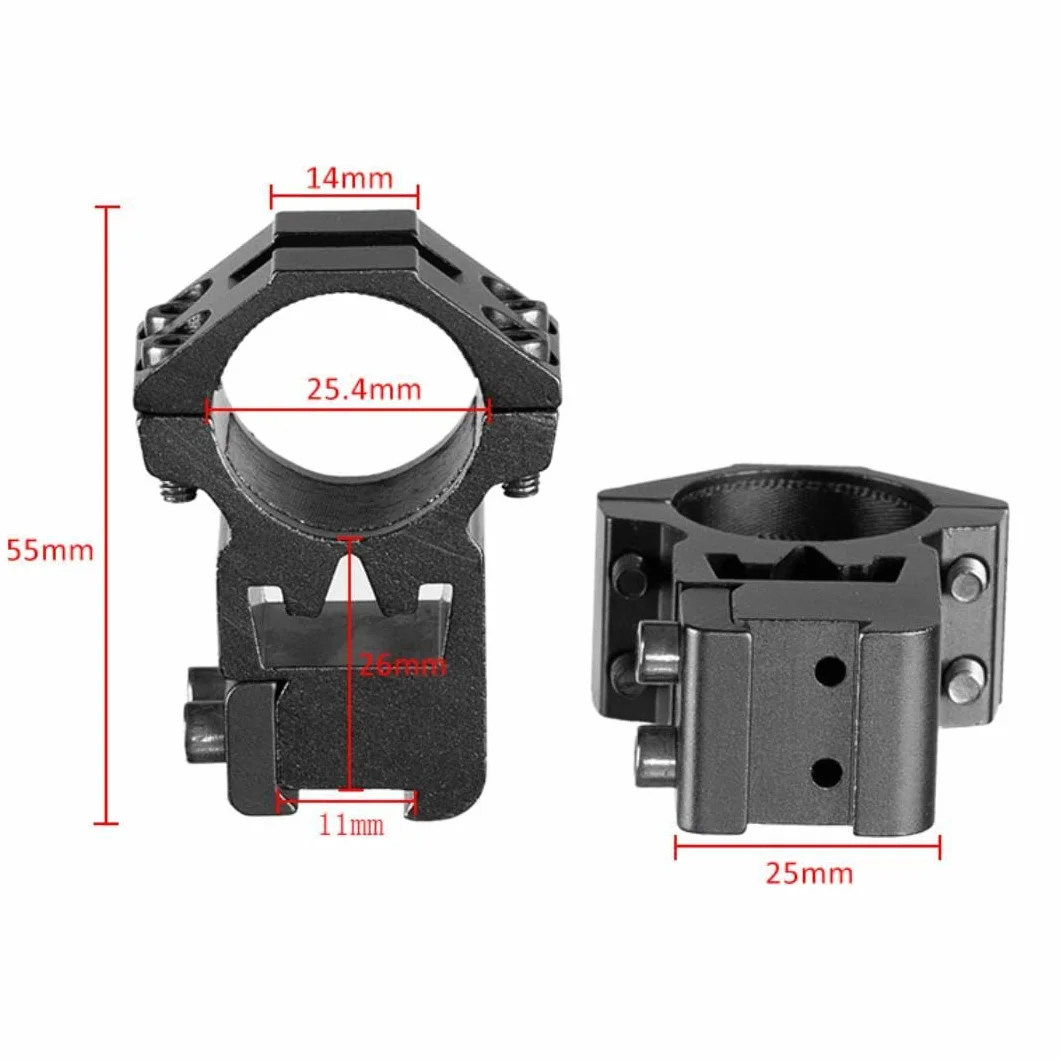 Una Coppia 25.4mm Anelli di Montaggio Ottico Dovetail Doppio Nail Base 11MM Rail Altezza Sella