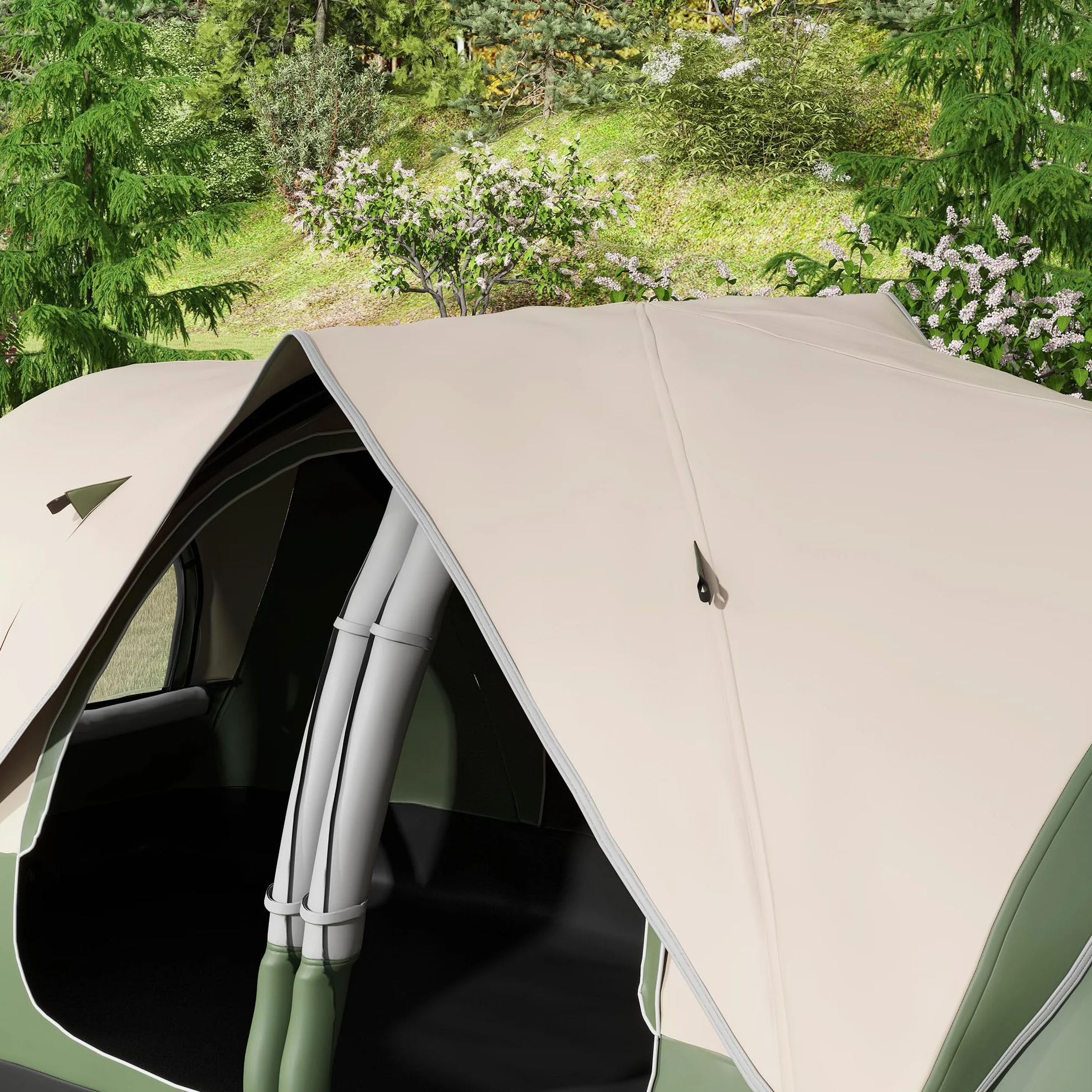 Outsunny Tenda da Campeggio 6-8 Posti 2 Stanze Separate Tunnel Protezione PU2000mm 450x215x180 cm