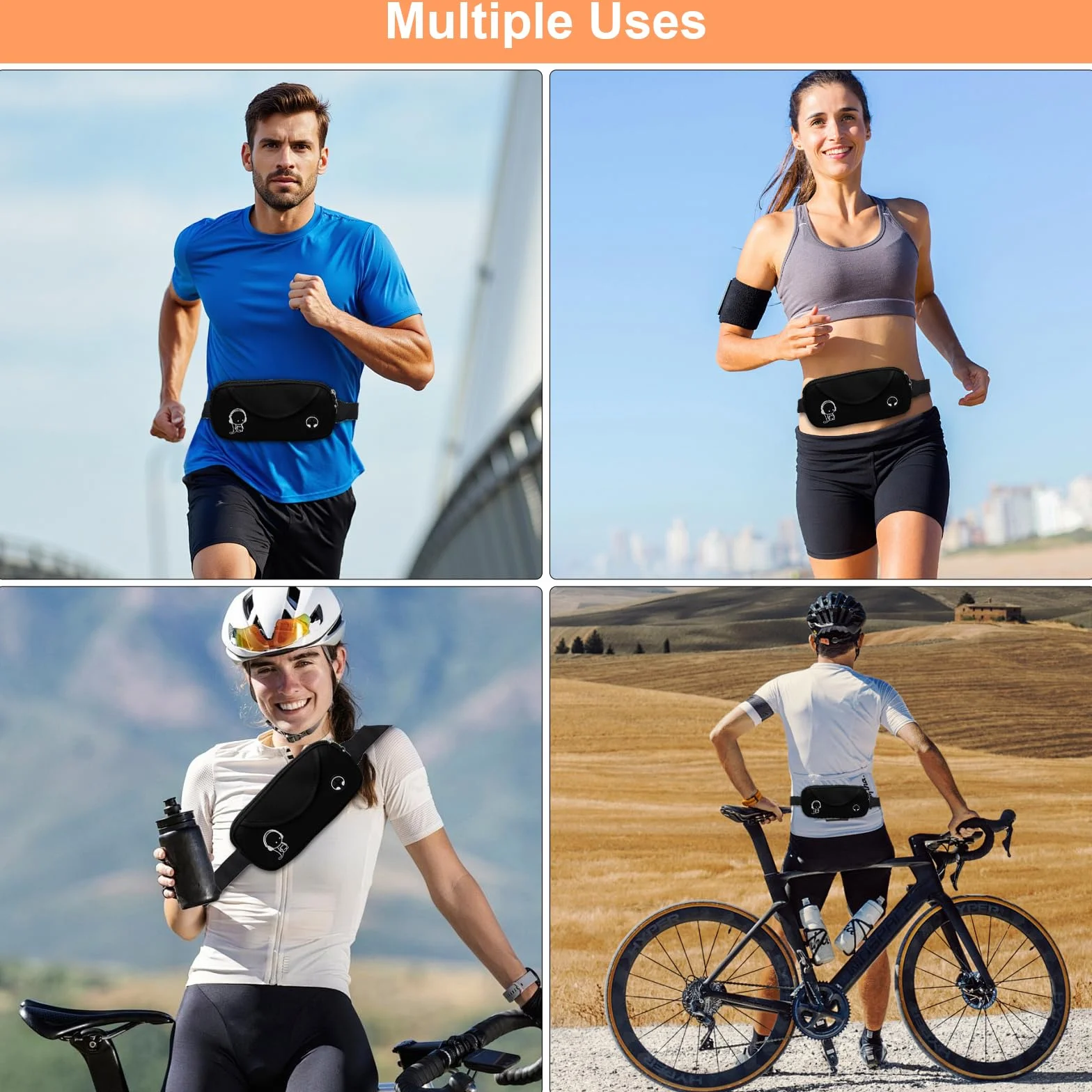Marsupio Running Impermeabile Uomo Donna per Escursioni Fitness