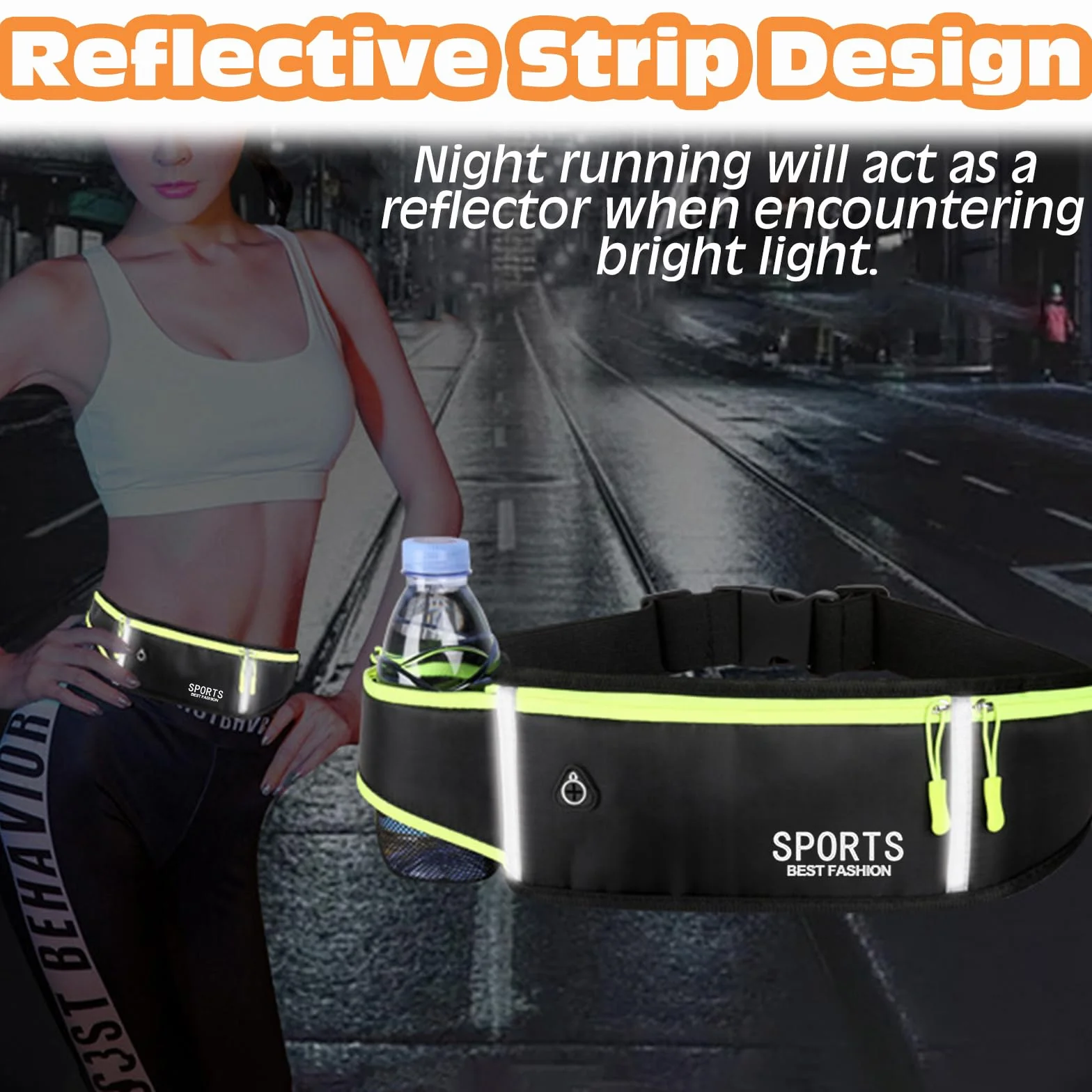 Marsupio Running Impermeabile Sportivo con Borsa a Rete per Borraccia - Fitness Corsa