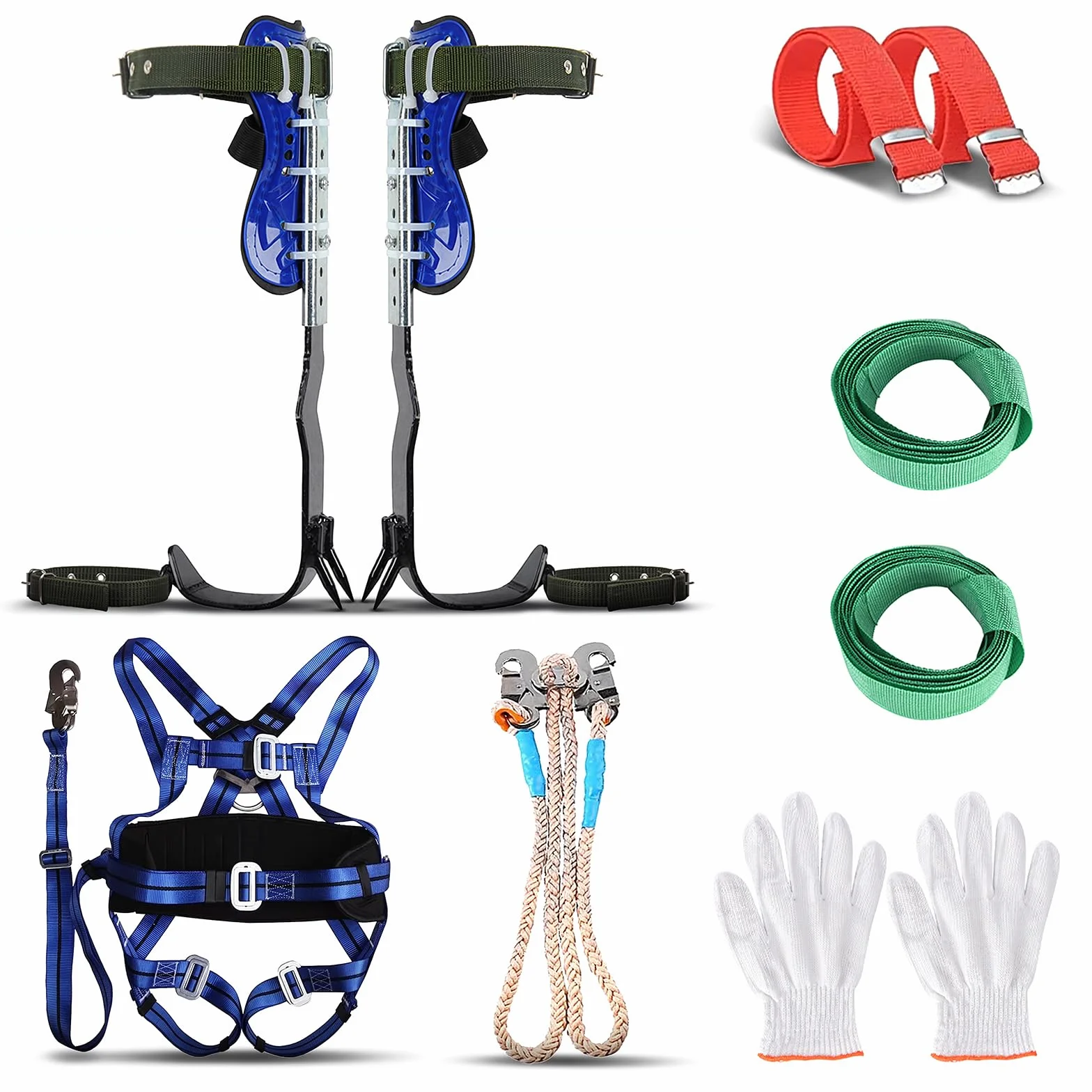 Set professionale di ramponi da arrampicata su alberi con imbracatura di sicurezza integrale - Attrezzatura da arrampicata con capacità di carico di 150 kg per arboricoltori e operazioni di soccorso