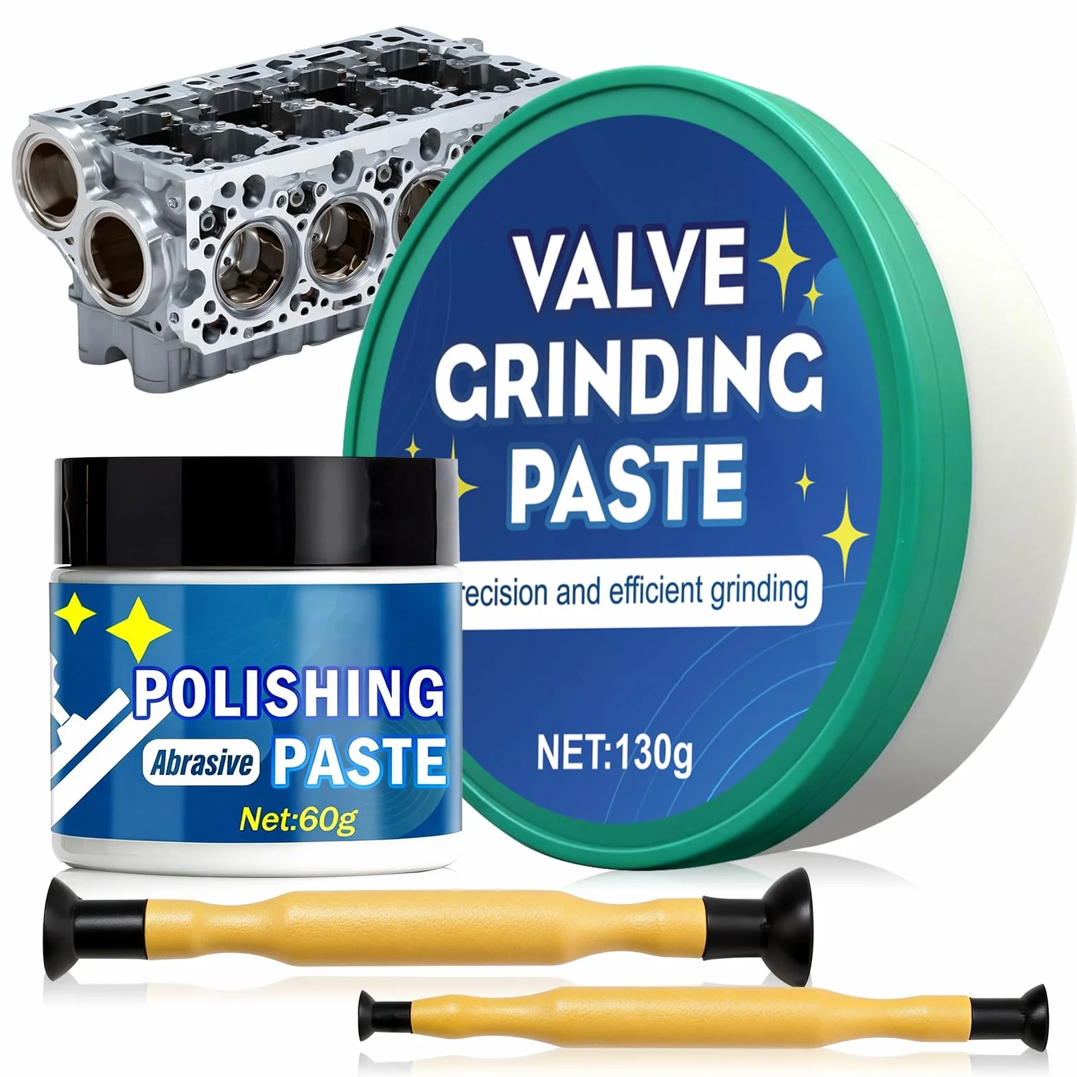 190g Kit di Smerigliatura Valvole, Pasta Abrasiva Auto, Pasta Abrasivo per Valvole, Rettifica di Precisione, Adatta per la Riparazione di Motociclette, Automobili, Motori Veicoli, ecc