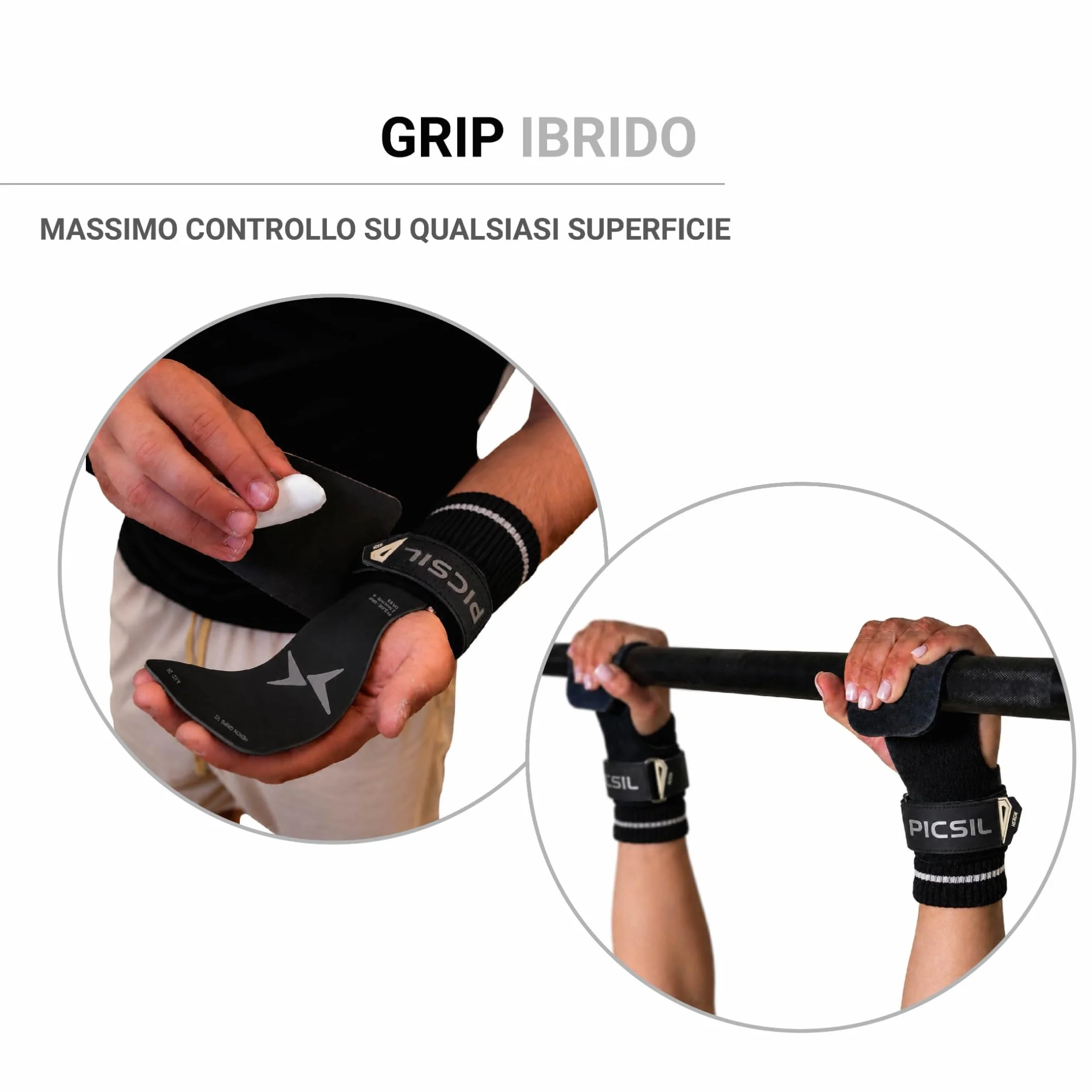 PICSIL Paracalli Heron Grips Protezione Mani con Astuccio e Polsini Cross Training Calisthenics Fitness