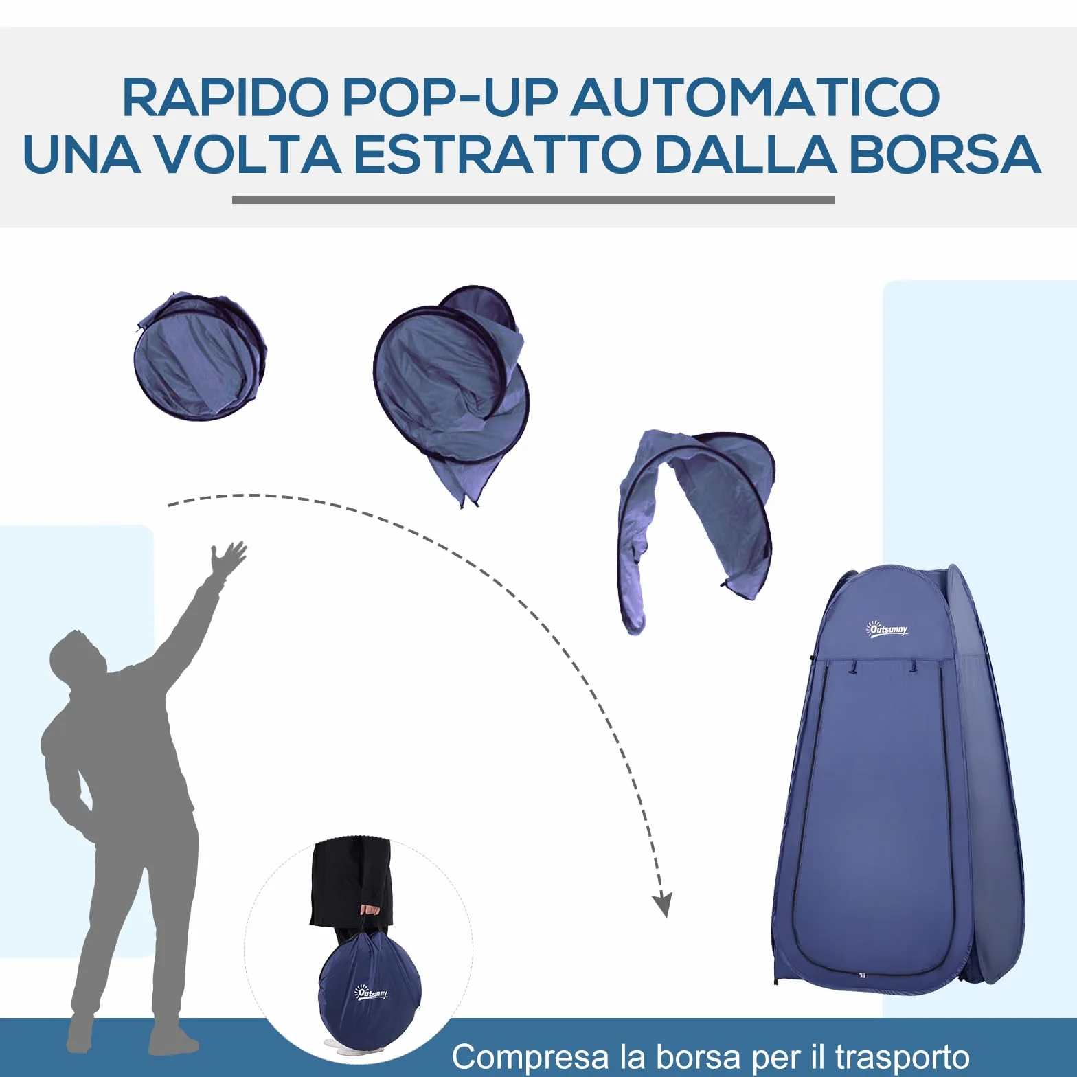 Outsunny Tenda da Doccia Pop Up Impermeabile 100x100x185 cm