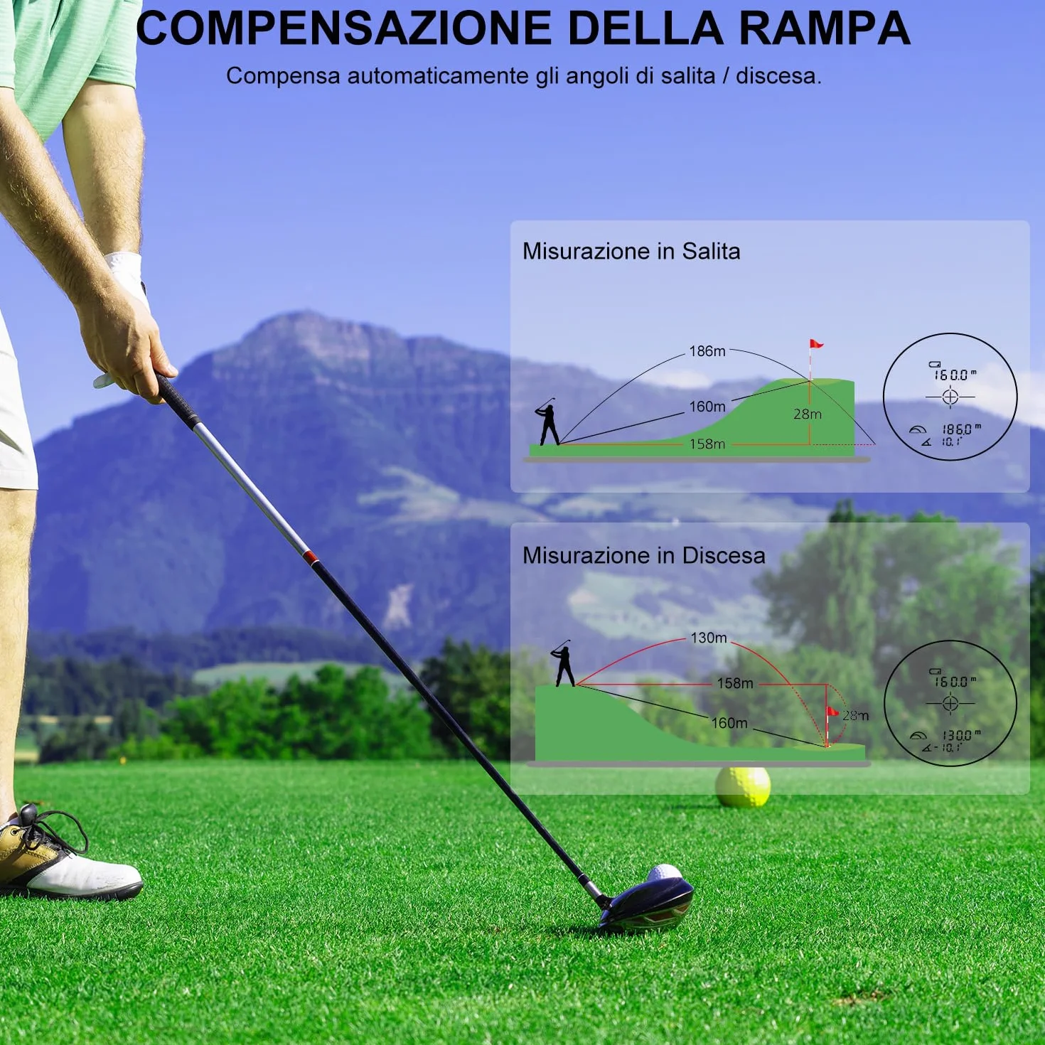 HANMATEK GR1200 Telemetro Laser da Golf 1097m Precisione ±1.0m