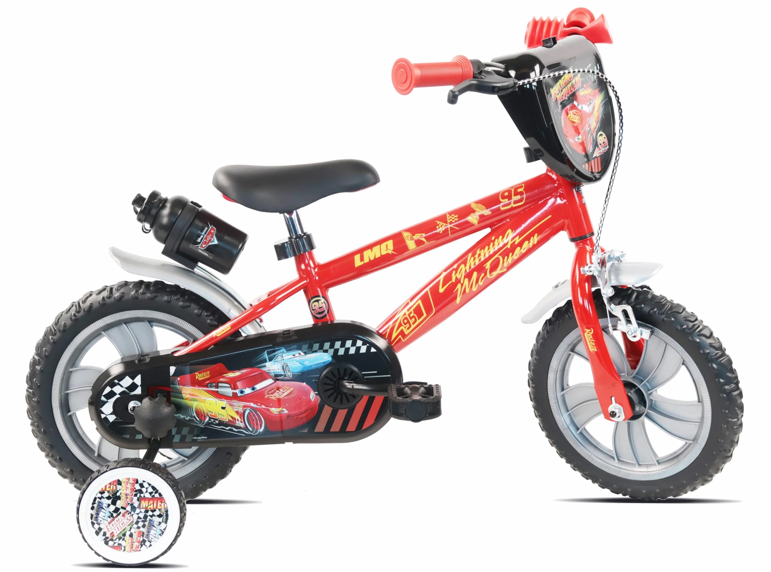 Denver Bike Bicicletta Bambino 12 Pollici Licensed Cars, 2-4 Anni, Rotelle Removibili, Freno Anteriore Caliper, Telaio Acciaio, Ruote EVA Antiforatura