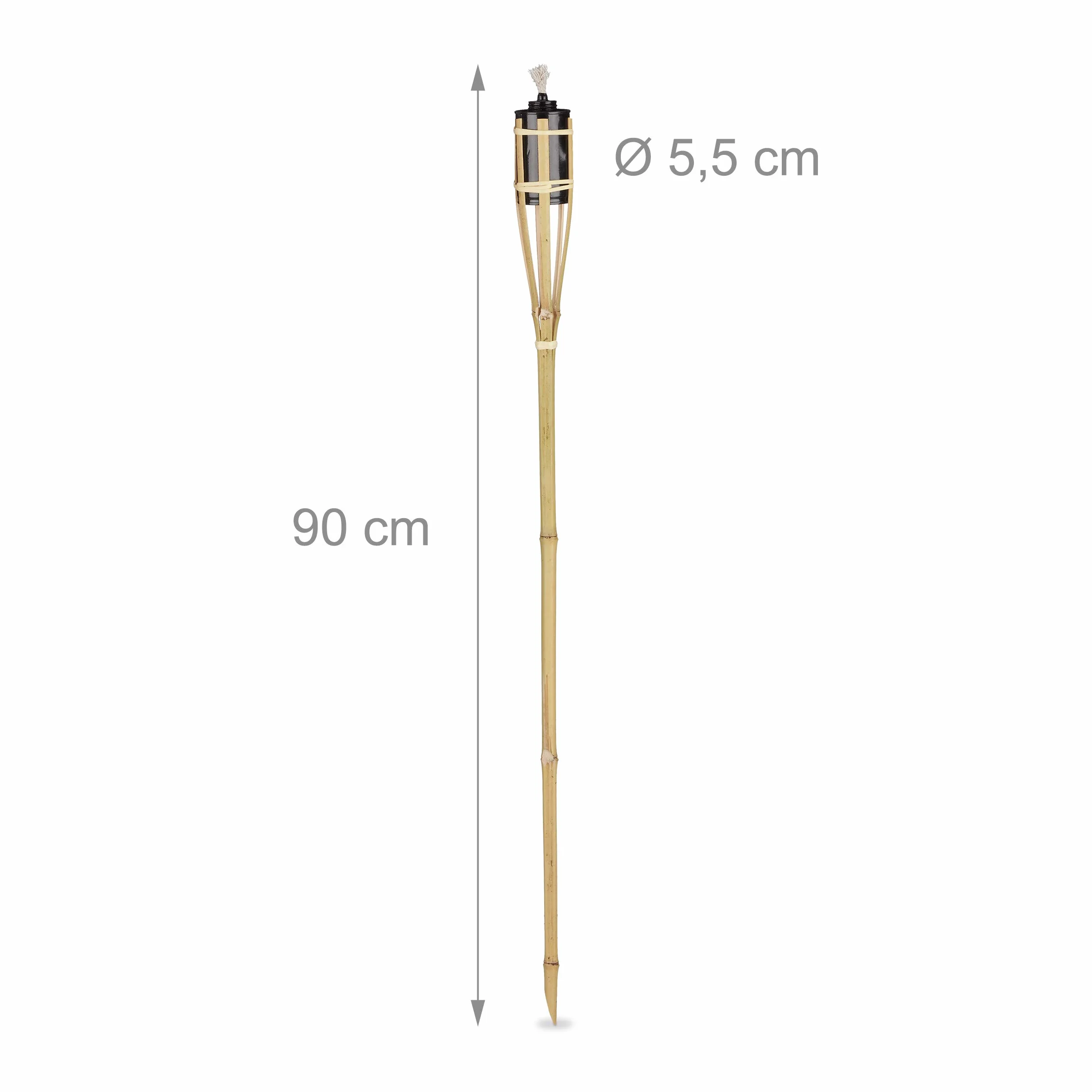 Relaxdays 40 Candele per Giardino, Fiaccola ad Olio in Bambù, H 90 cm, Naturale