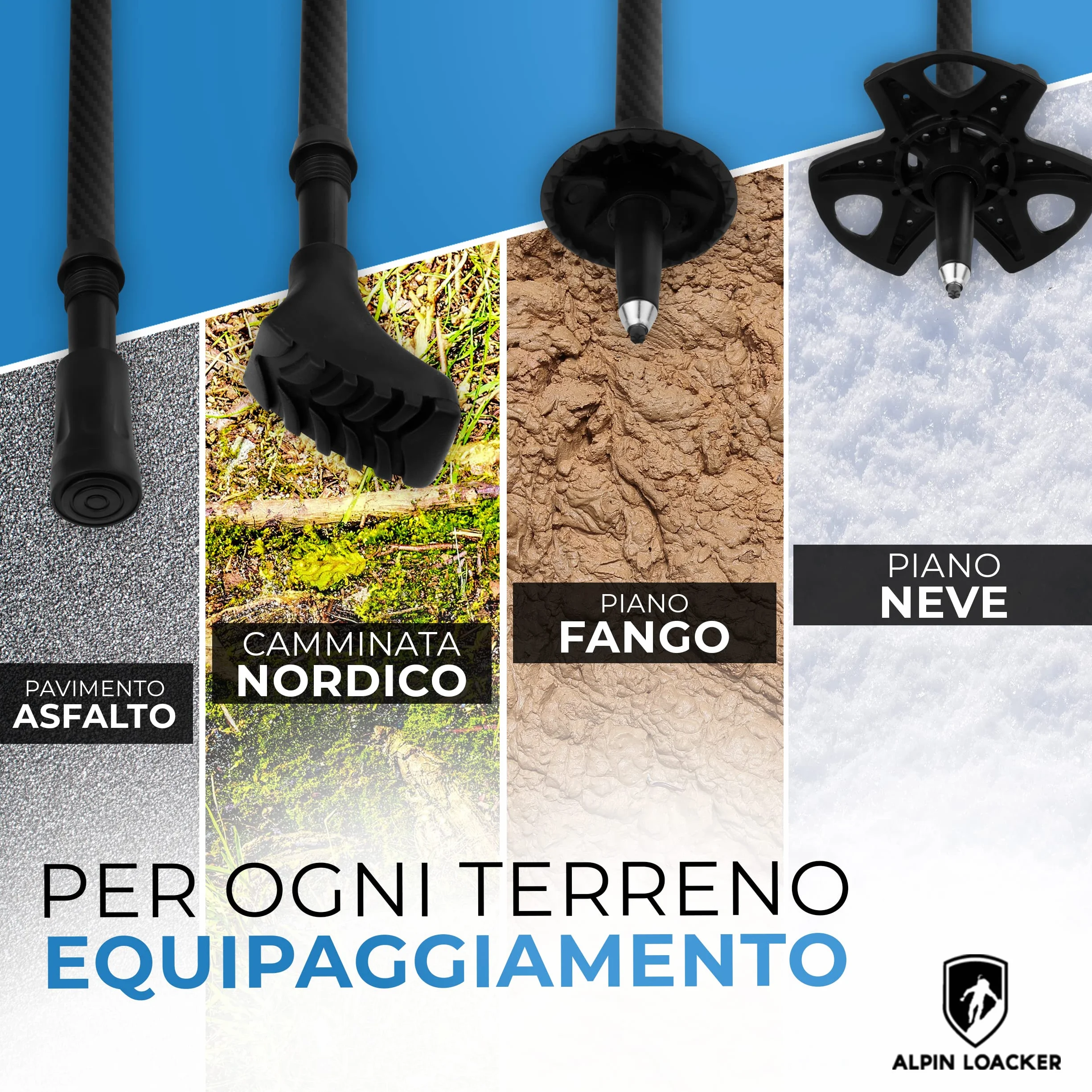 Alpin Loacker Bastoncini Trekking Carbonio Alluminio Ultraleggeri Regolabili Ammortizzati
