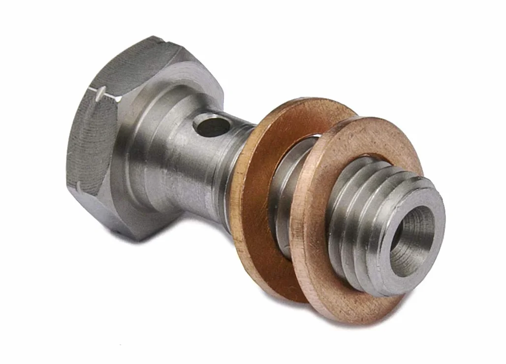 PrecisionGeek M10 x 1.00 Inox Banjo Bullone & Kit RONDELLE Freno L-18mm