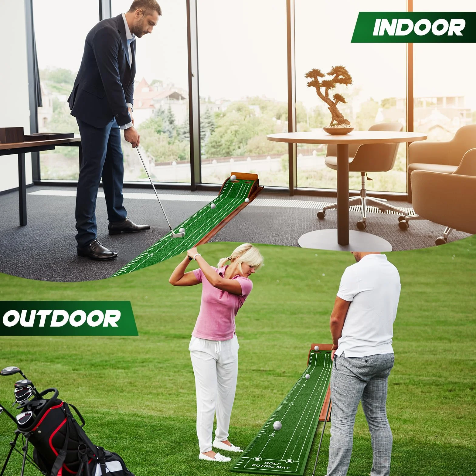 Golf Putting Mat Indoor, Mettere Verde, Tappetino da Golf, Mettere Pratica