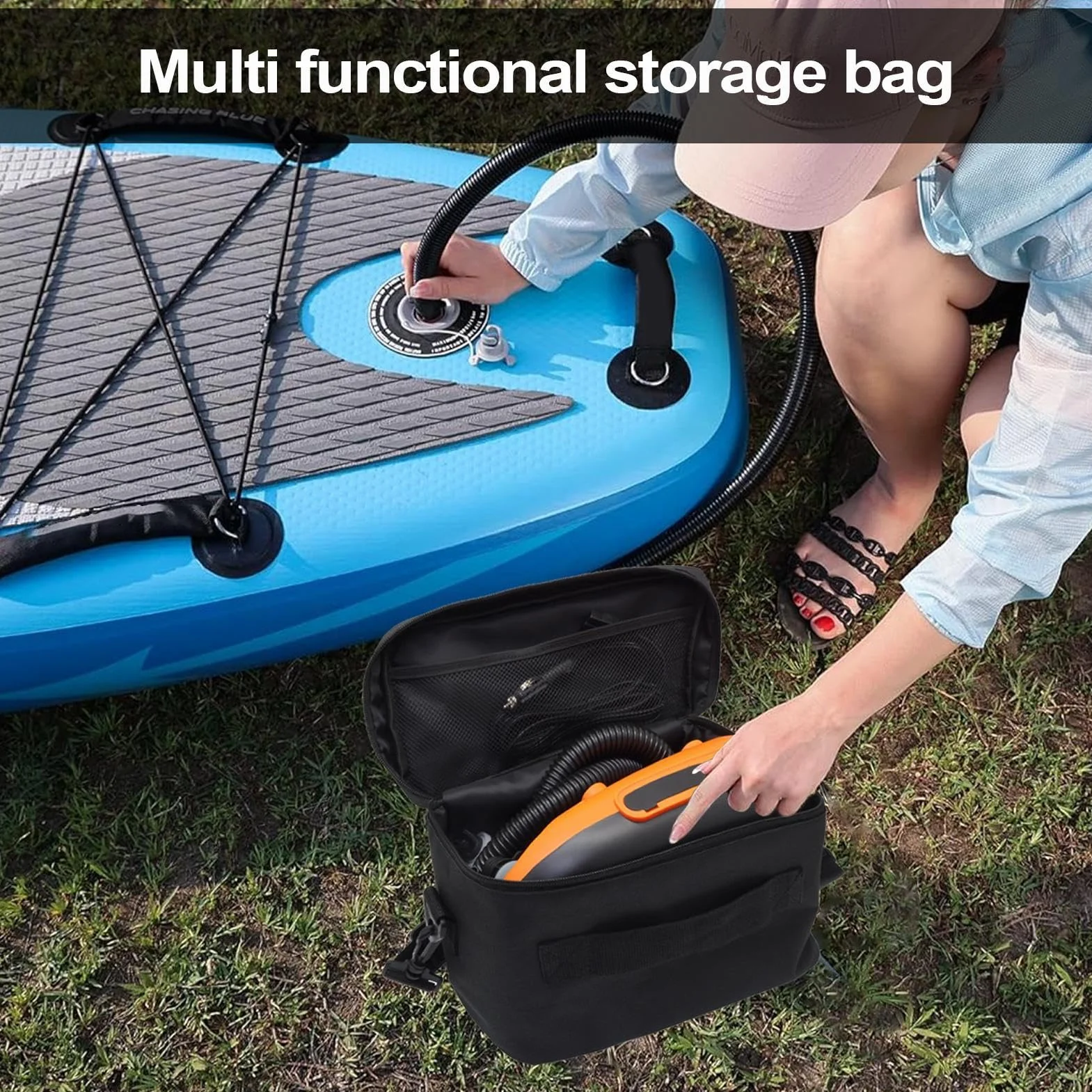 Borsa Per Pompa Gonfiabile Zaino Pagaia Vettore Elettrico Pummp Spazioso Portatile Cinghie Regolabili Attrezzature Sportive All'aperto Sport Acquatici