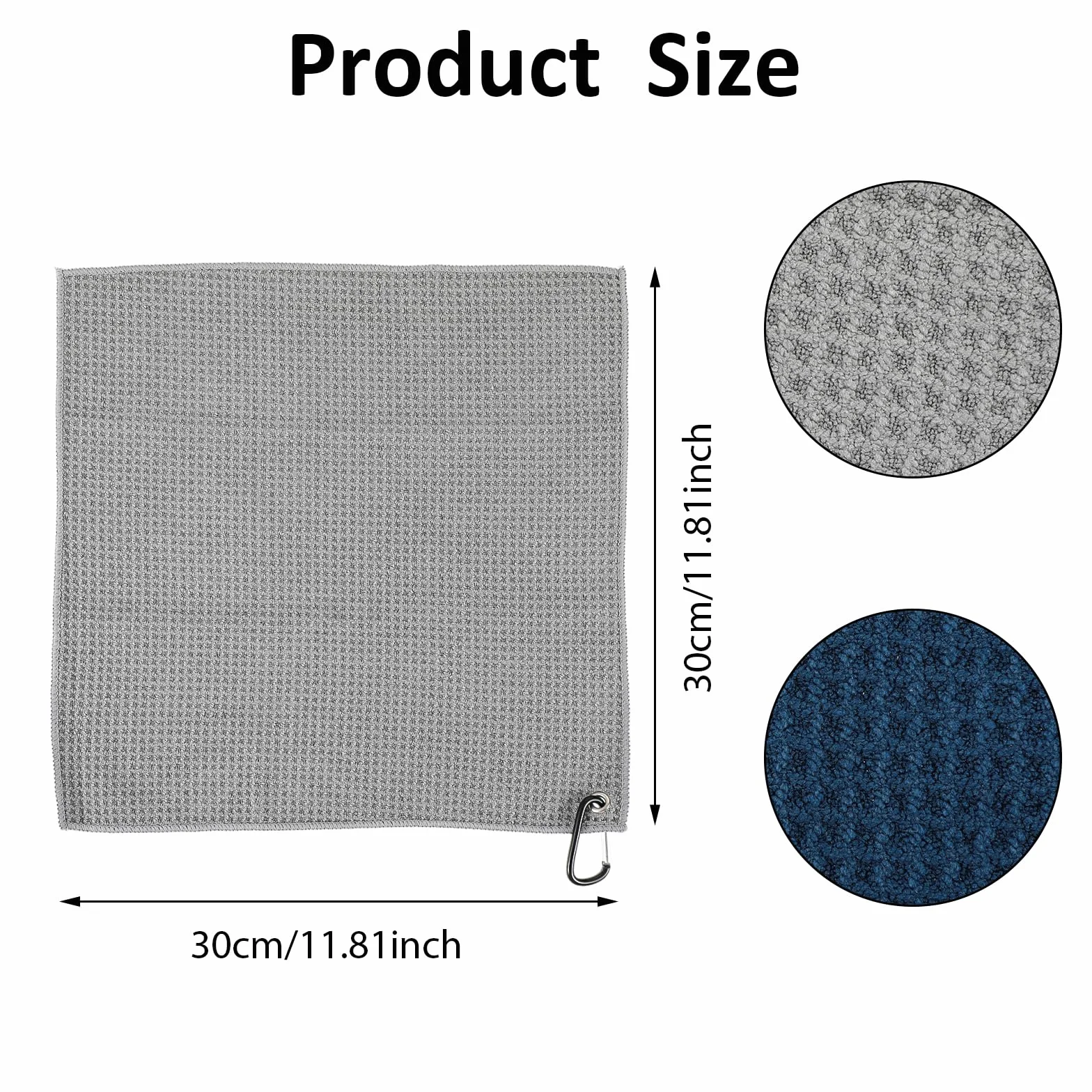 Giantree Asciugamano da golf in microfibra 30x30 cm con clip a moschettone 2 pezzi