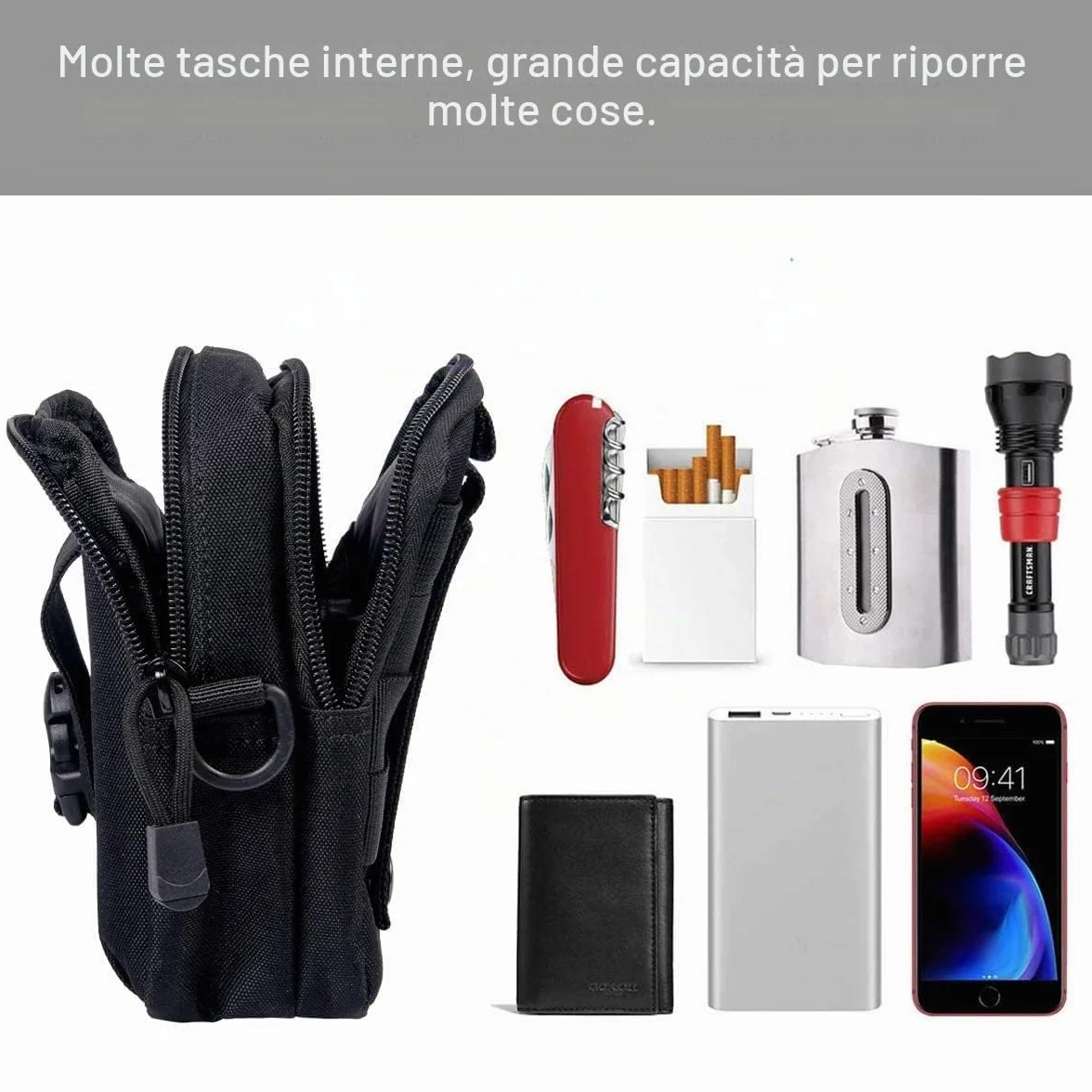 Flintronic Tattico Marsupio Sportivo Borsello 1000D Nylon Multifunzione Campeggio