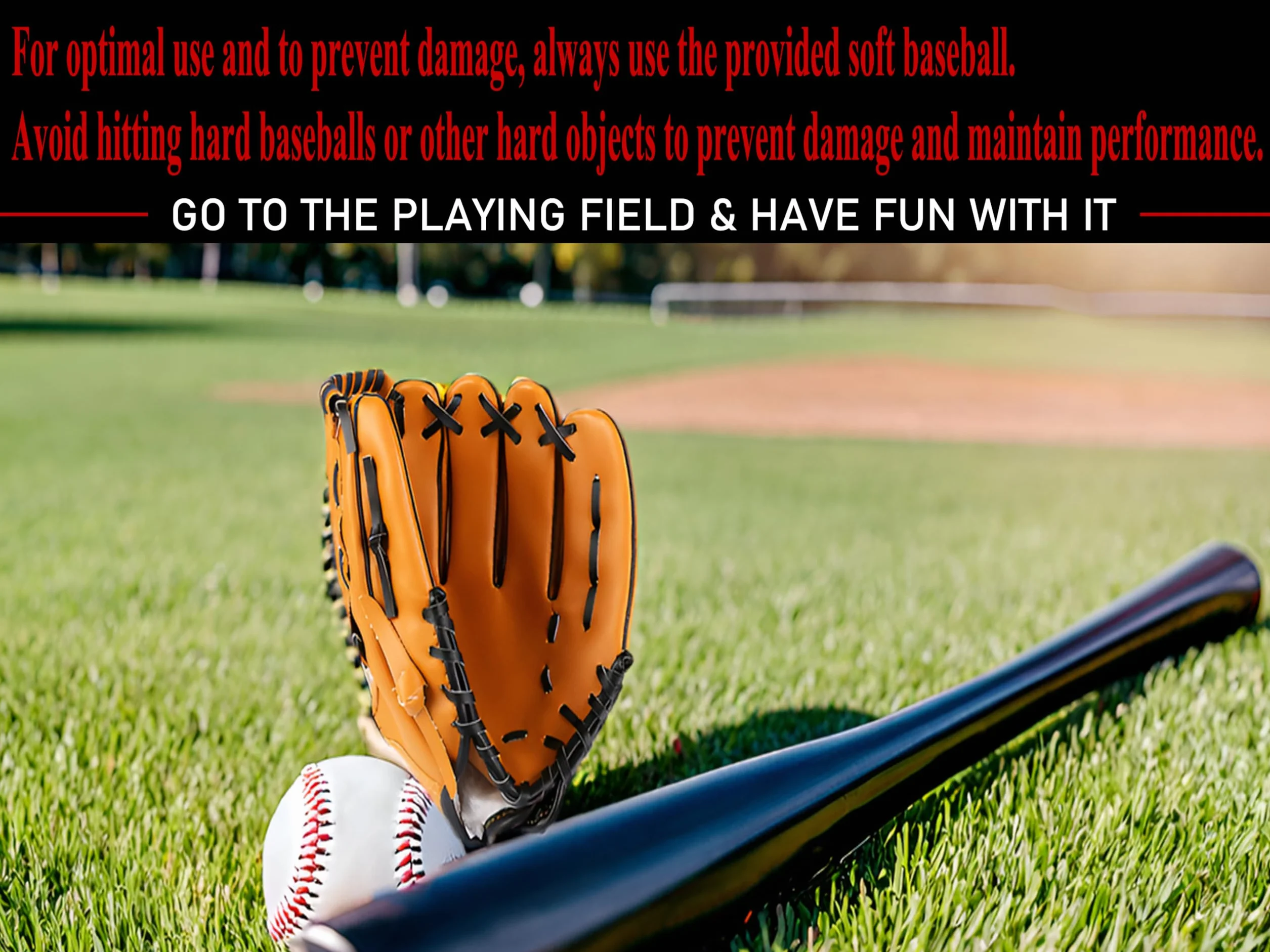 Set da baseball e softball con mazza in alluminio da 25 pollici/63 cm, guanto e palline
