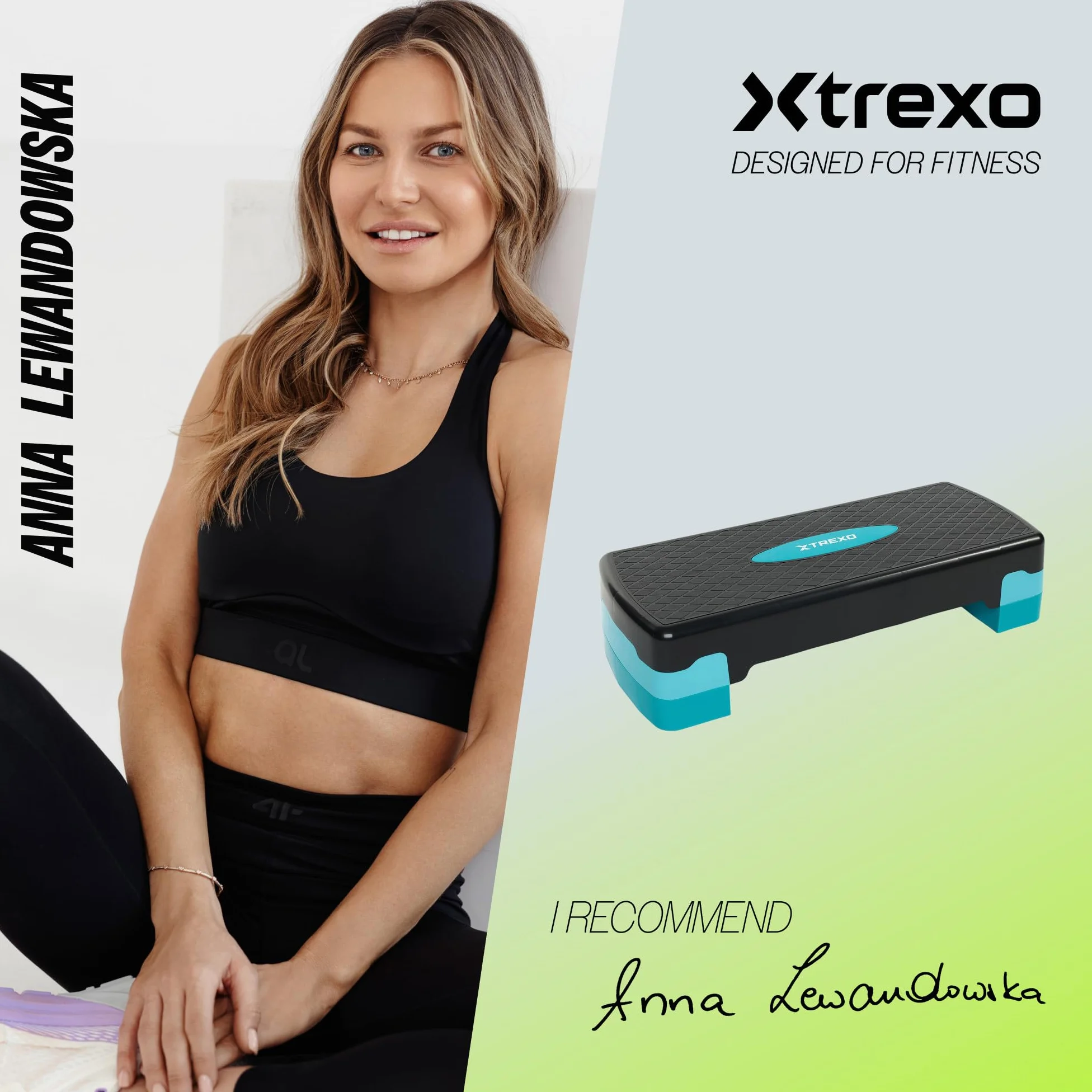 TREXO Aerobic Step 68 x 28 cm Regolabile 15-20 cm per Cardio Fitness Polipropilene TPR Rosa Blu Grigio