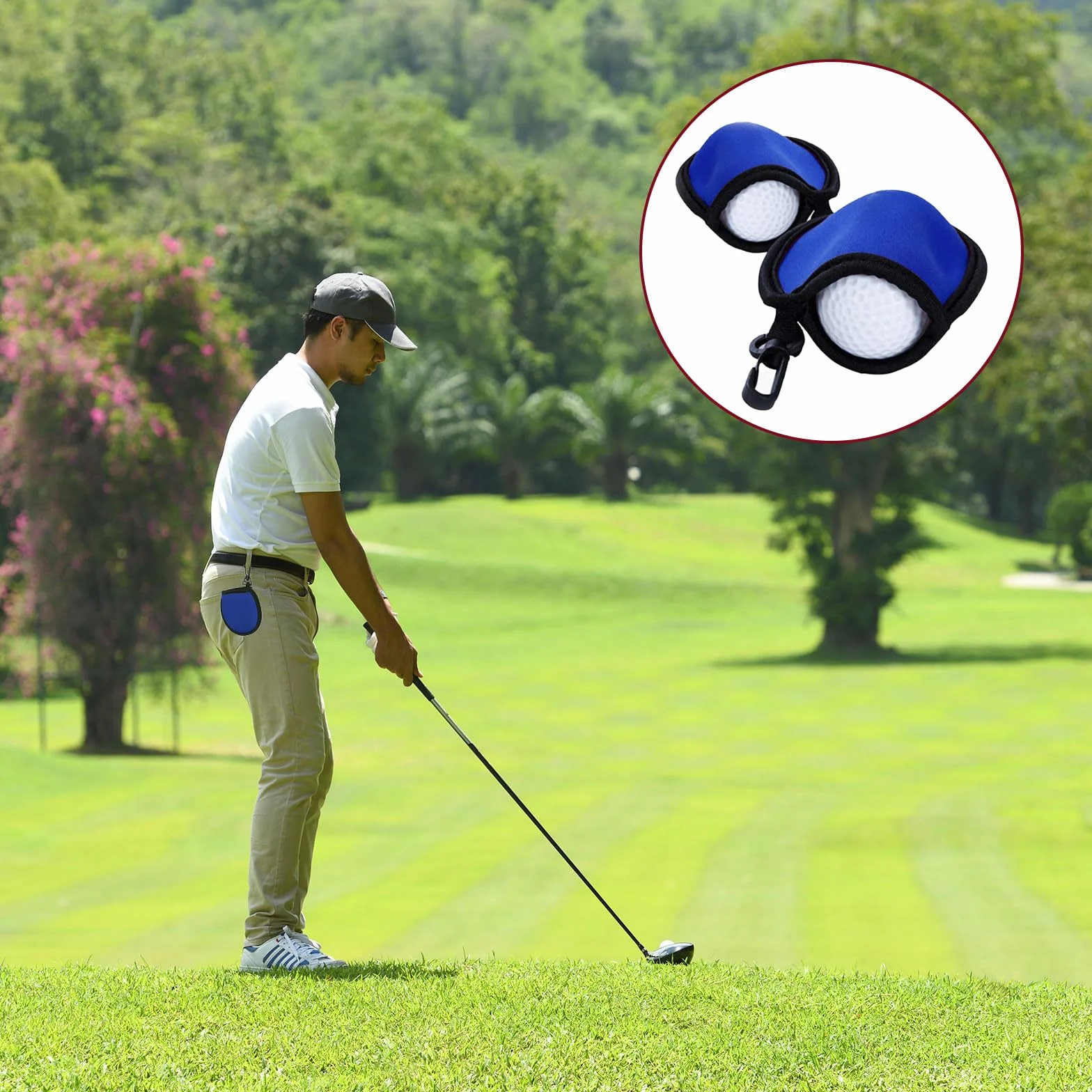 FUIPVGI 6 sacchetti pulizia palline golf con clip appendiabiti borsa riporre palline