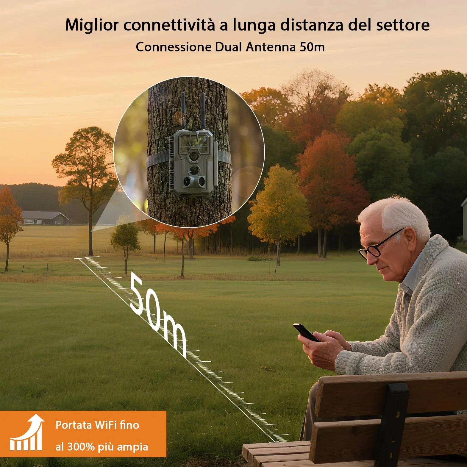 GardePro E8 2.0 Fotocamera da Caccia 64MP 4K H.264 WiFi Bluetooth Visione Notturna 30m IP66