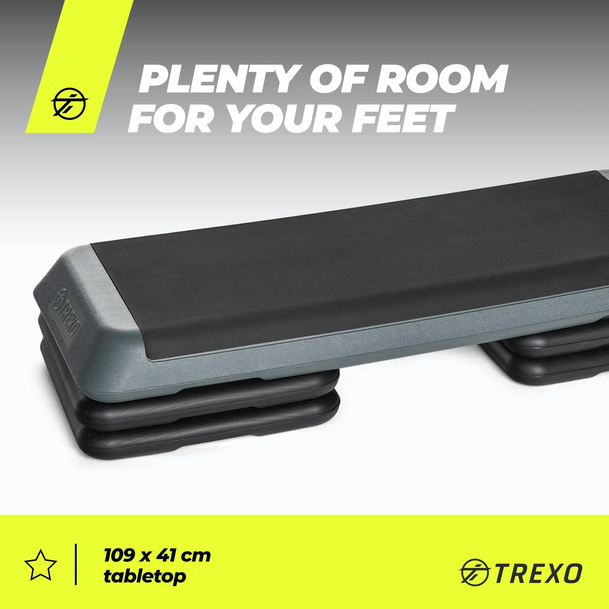 TREXO Stepper Fitness Cardio Altezza Regolabile 10-20 cm Pianale 109x41 cm TRX-AS02