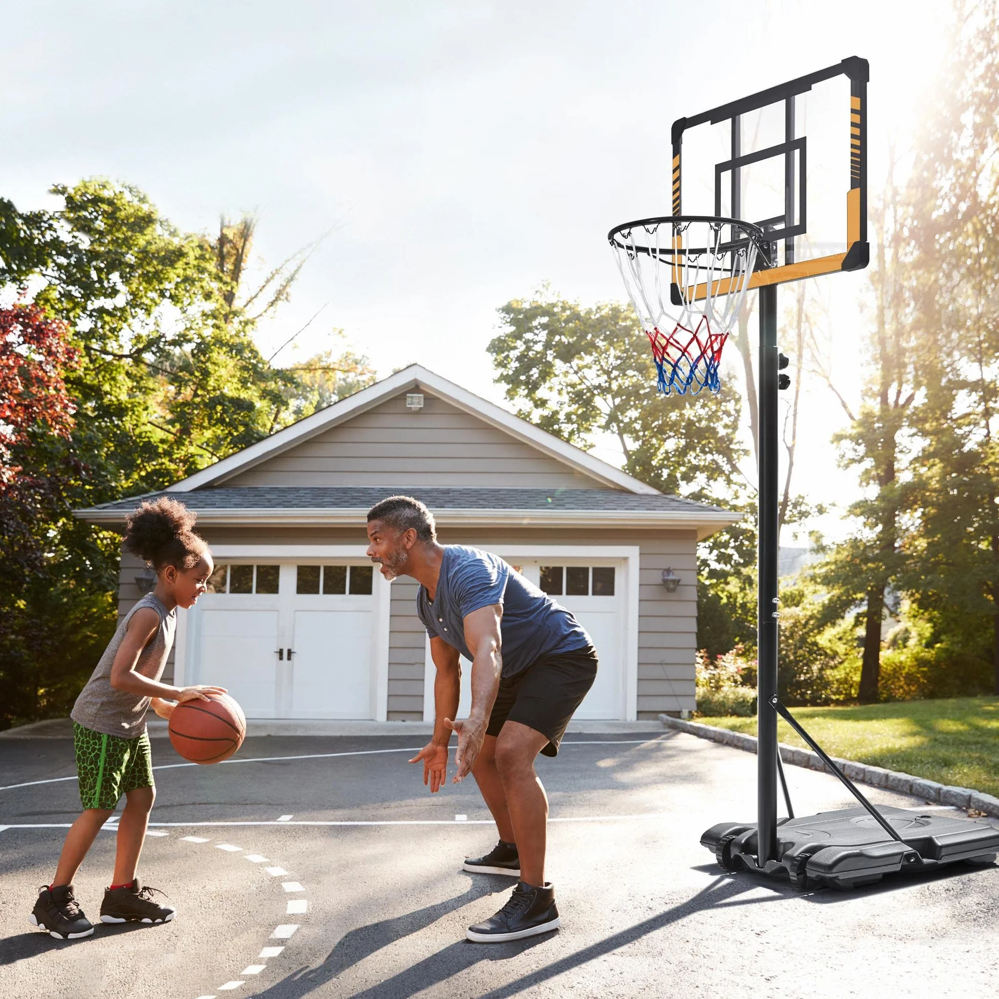 Yaheetech Canestro Basket Esterno Interno Altezza Regolabile con Colonna Tabellone