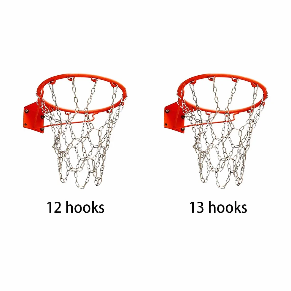 Rete da basket in acciaio inox, 12 ganci anti-caduta, catena di ricambio per esterni e interni