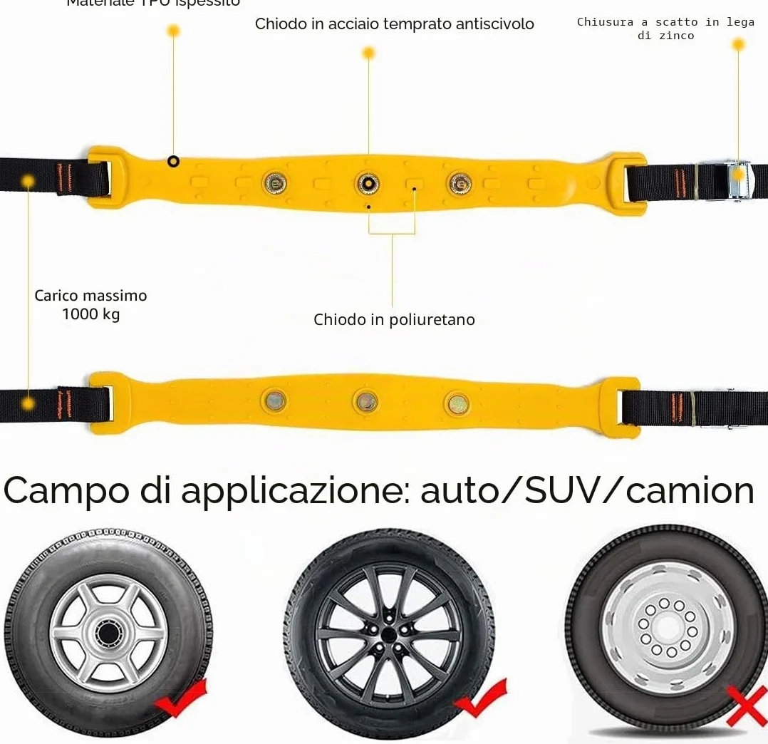 Queta Catene da neve per pneumatici 185 mm-295 mm 5 pezzi