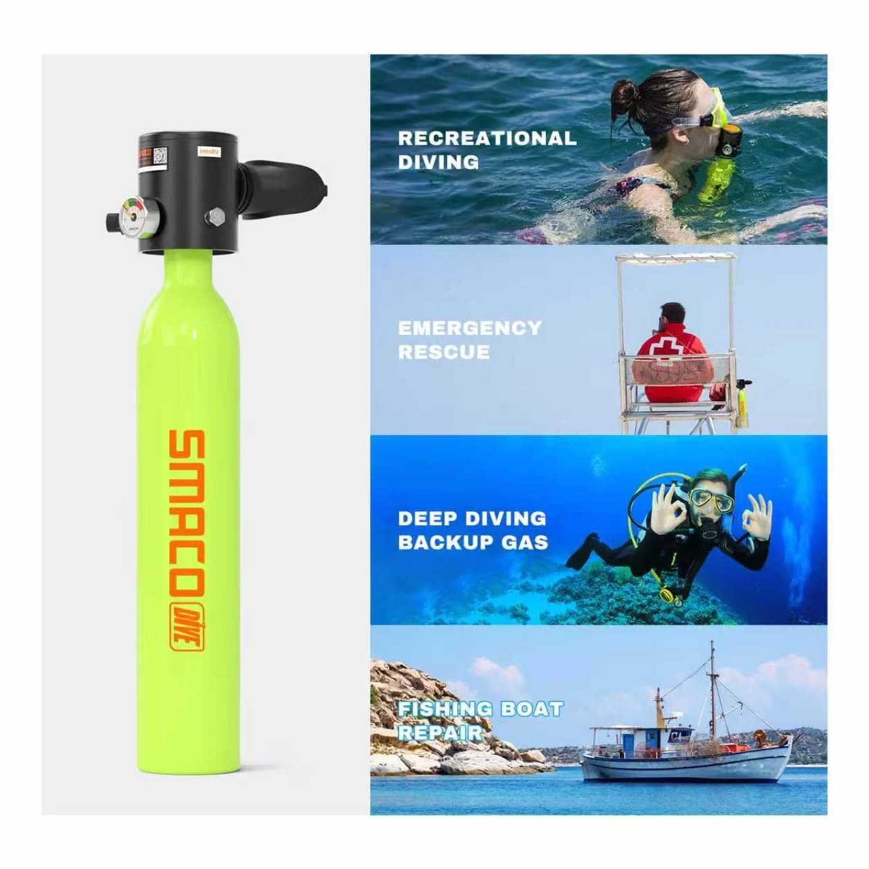 SMACO S300 Mini Bombola Sub 0.5L Portatile Subacquea per Immersioni